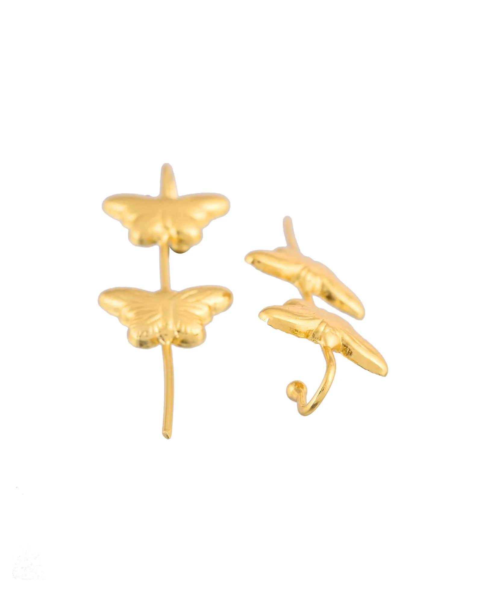 Jewels Nest Gold-Tone Butterfly Motif Linear Drop Earrings For Women | Minimal Elegant Jewellery - Image 5