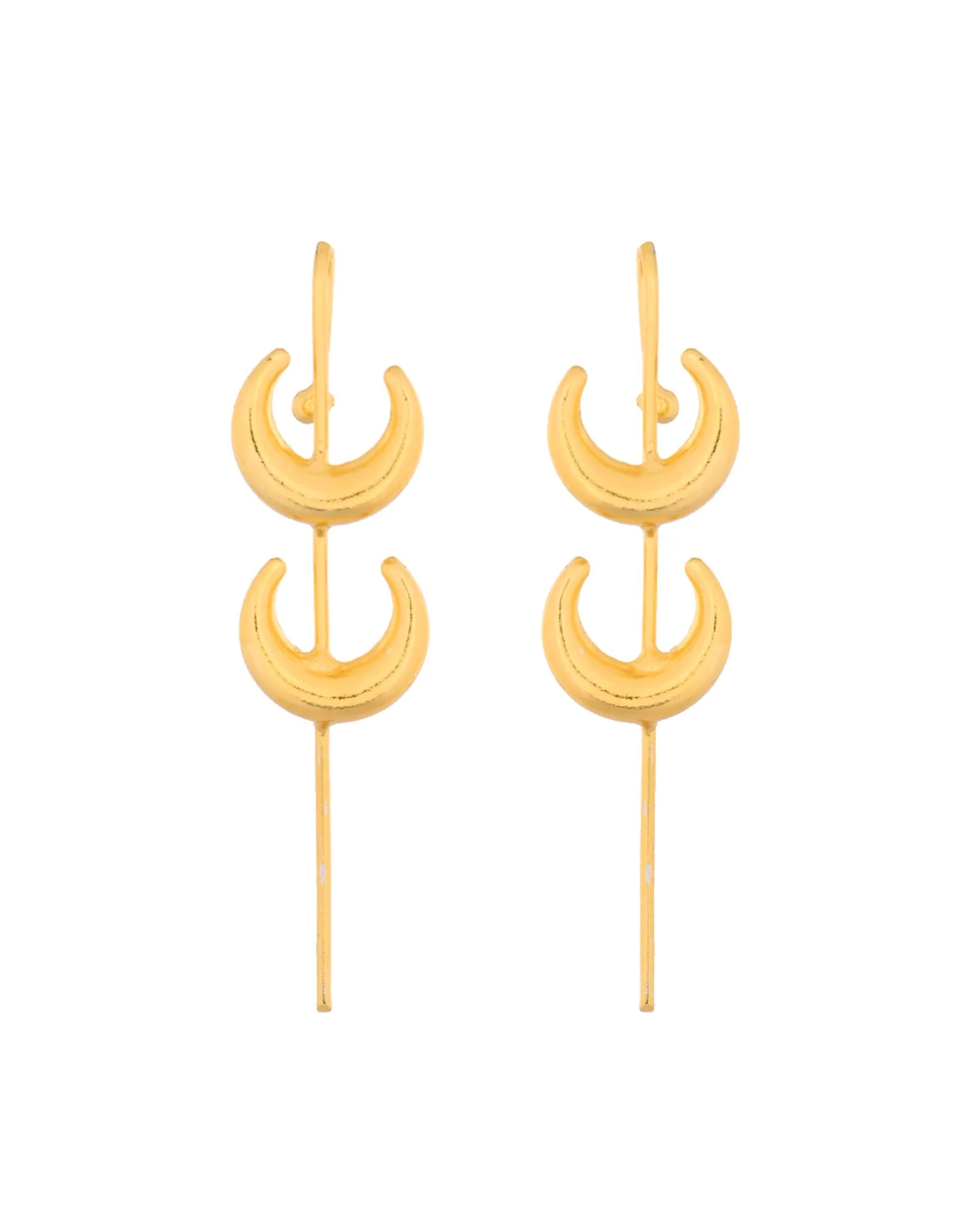 Jewels Nest Gold-Tone Crescent Ear Cuff Earrings For Women | Modern Minimal Statement Jewellery - Image 3