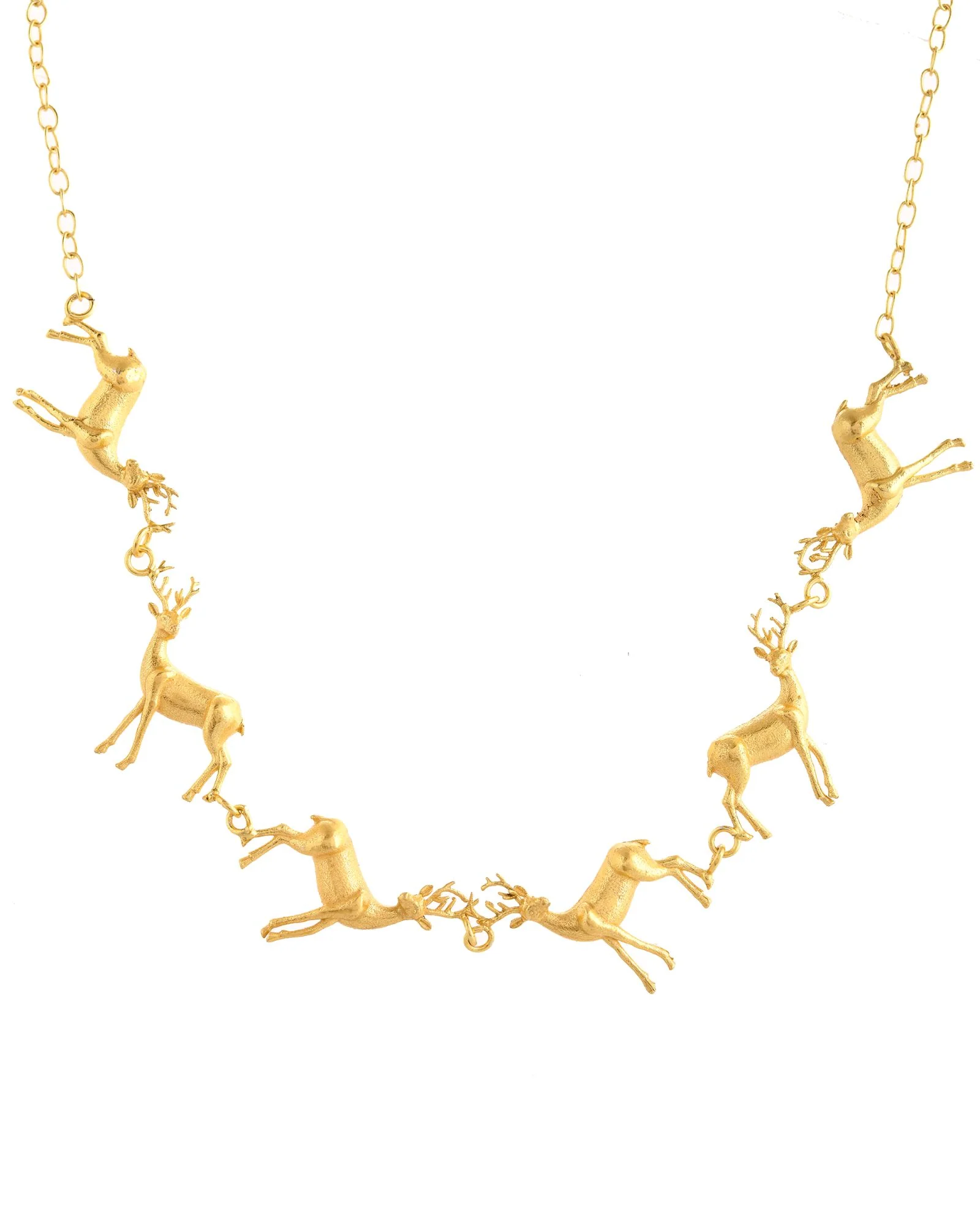 Jewels Nest Gold-Tone Deer Motif Necklace & Stud Earrings Jewellery Set For Women - Image 5