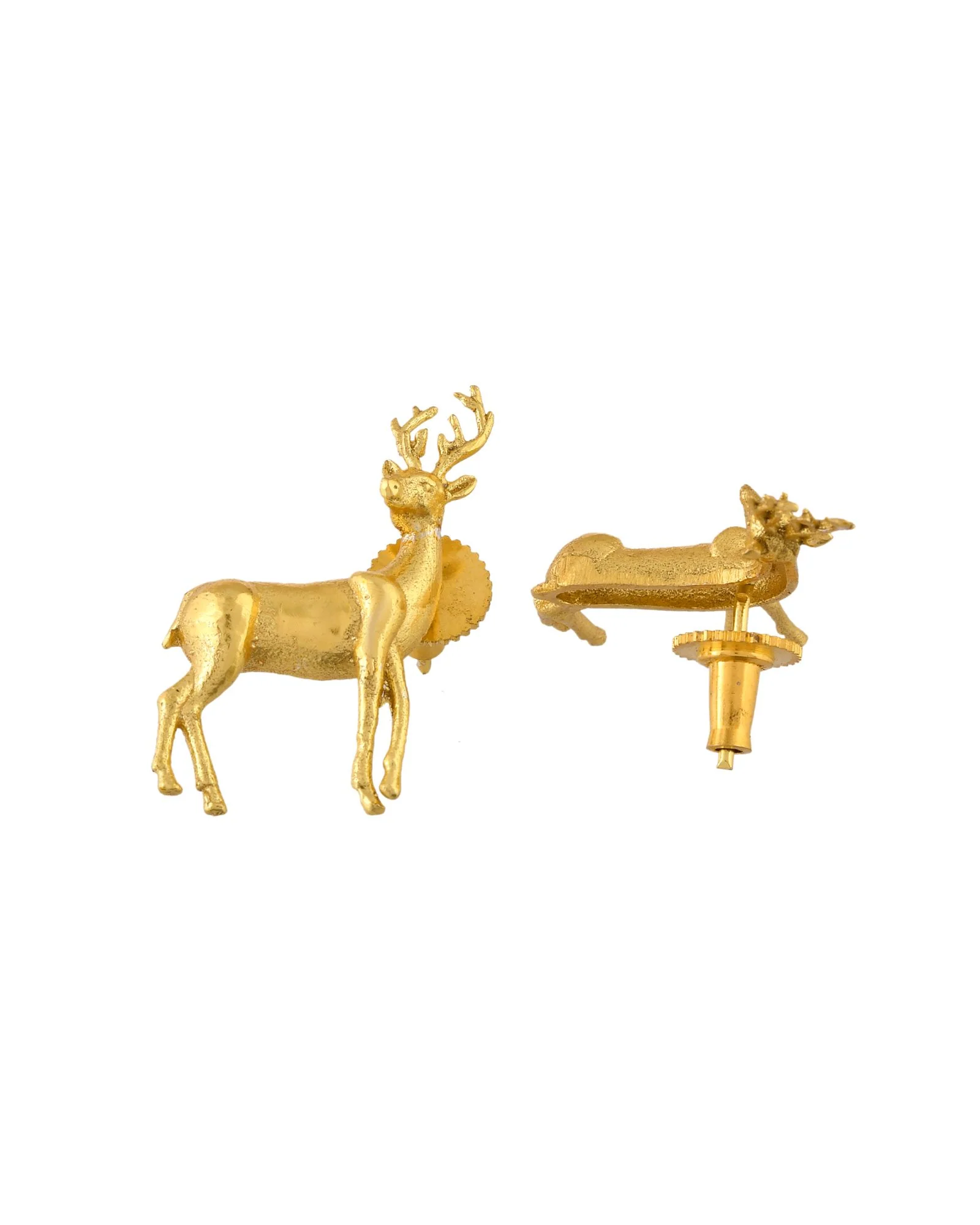 Jewels Nest Gold-Tone Deer Motif Necklace & Stud Earrings Jewellery Set For Women - Image 6