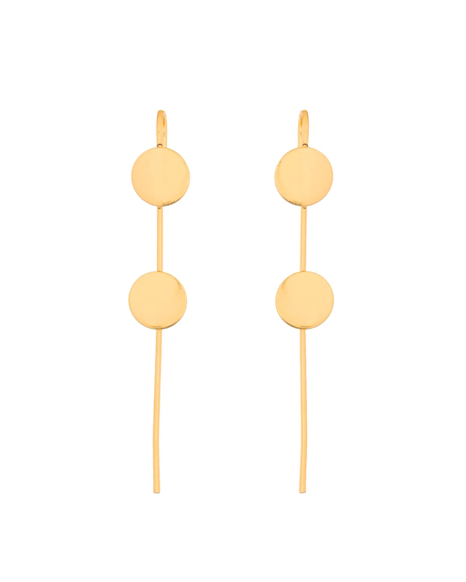 Jewels Nest Gold-Tone Dual Disc Ear Cuff Earrings For Women | Modern Minimal Statement Jewellery - Image 5