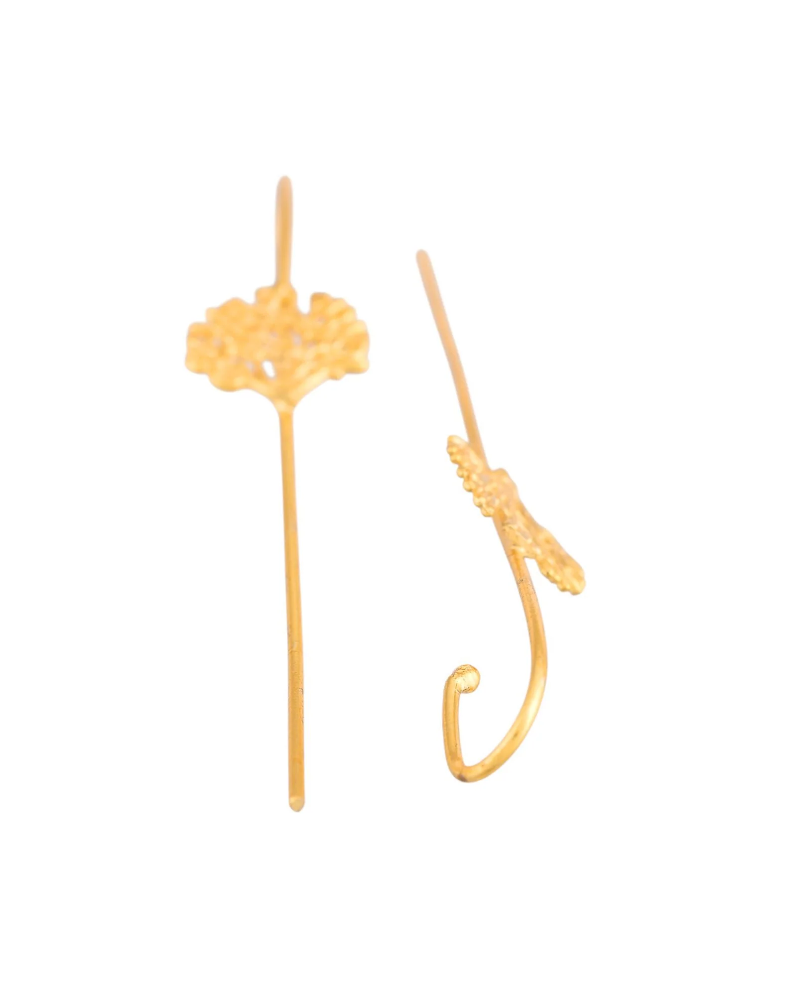 Jewels Nest Gold Tone Ear Cuff Earrings, Dual Disc Ear Cuff Women, Modern Ear Cuff Jewellery - Image 5