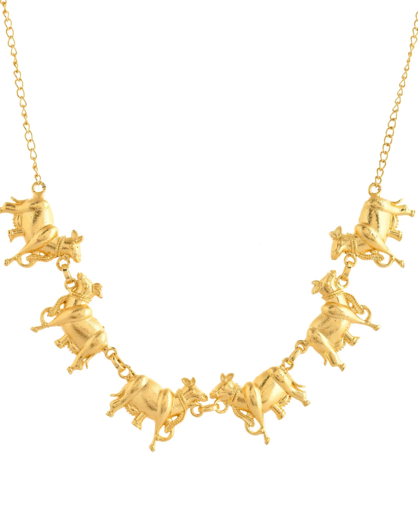 Jewels Nest Gold-Tone Elephant Motif Necklace & Stud Earrings Set For Women | Animal Theme Statement Jewellery - Image 5