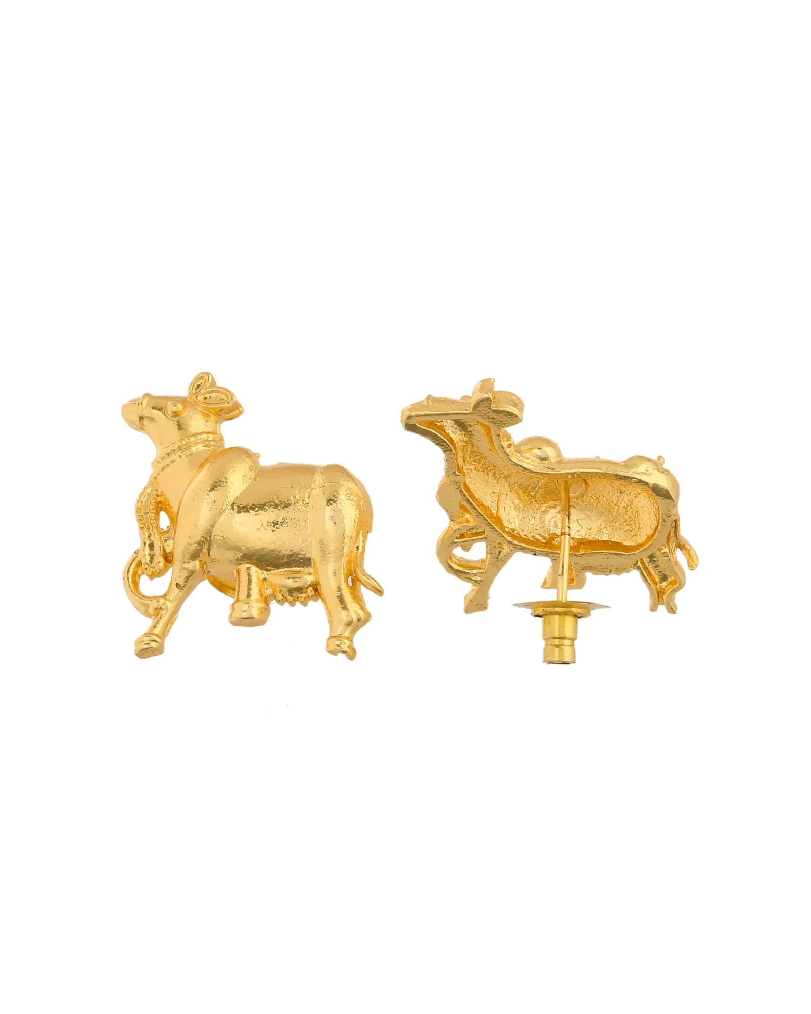 Jewels Nest Gold-Tone Elephant Motif Necklace & Stud Earrings Set For Women | Animal Theme Statement Jewellery - Image 6