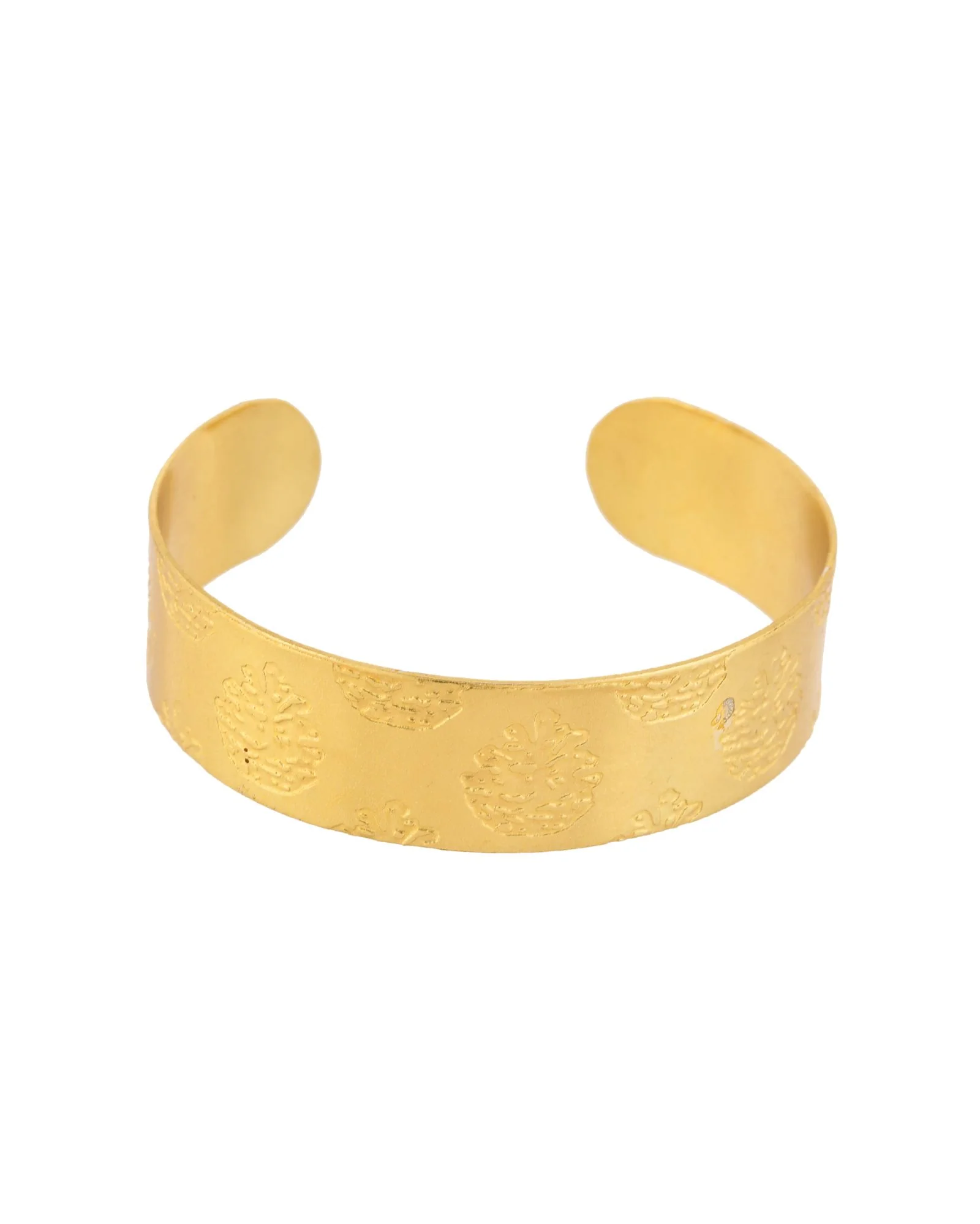 Jewels Nest Gold-Tone Engraved Wide Cuff Bangle For Women - Image 5