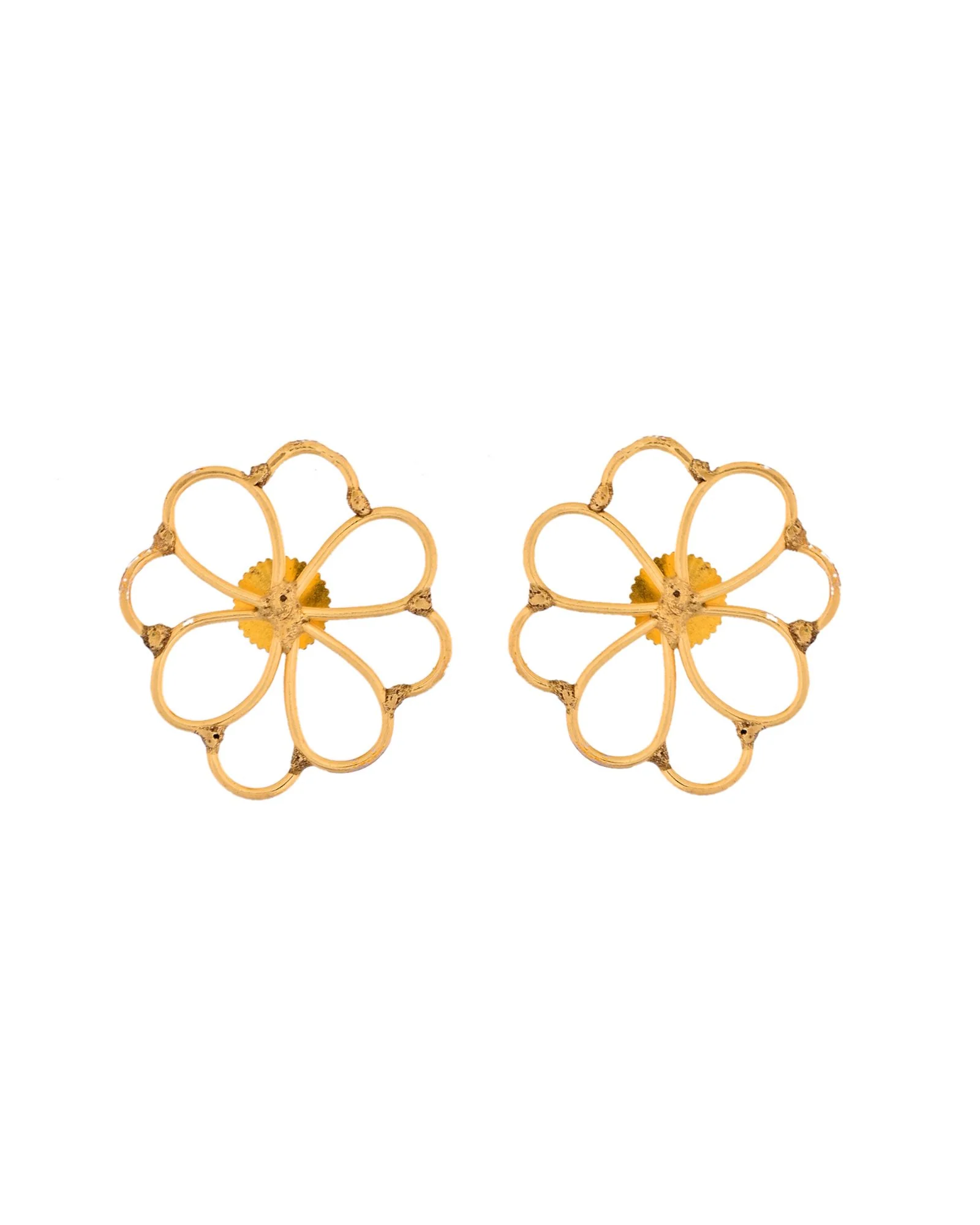 Jewels Nest Gold-Tone Floral Stud Earrings For Women - Image 3