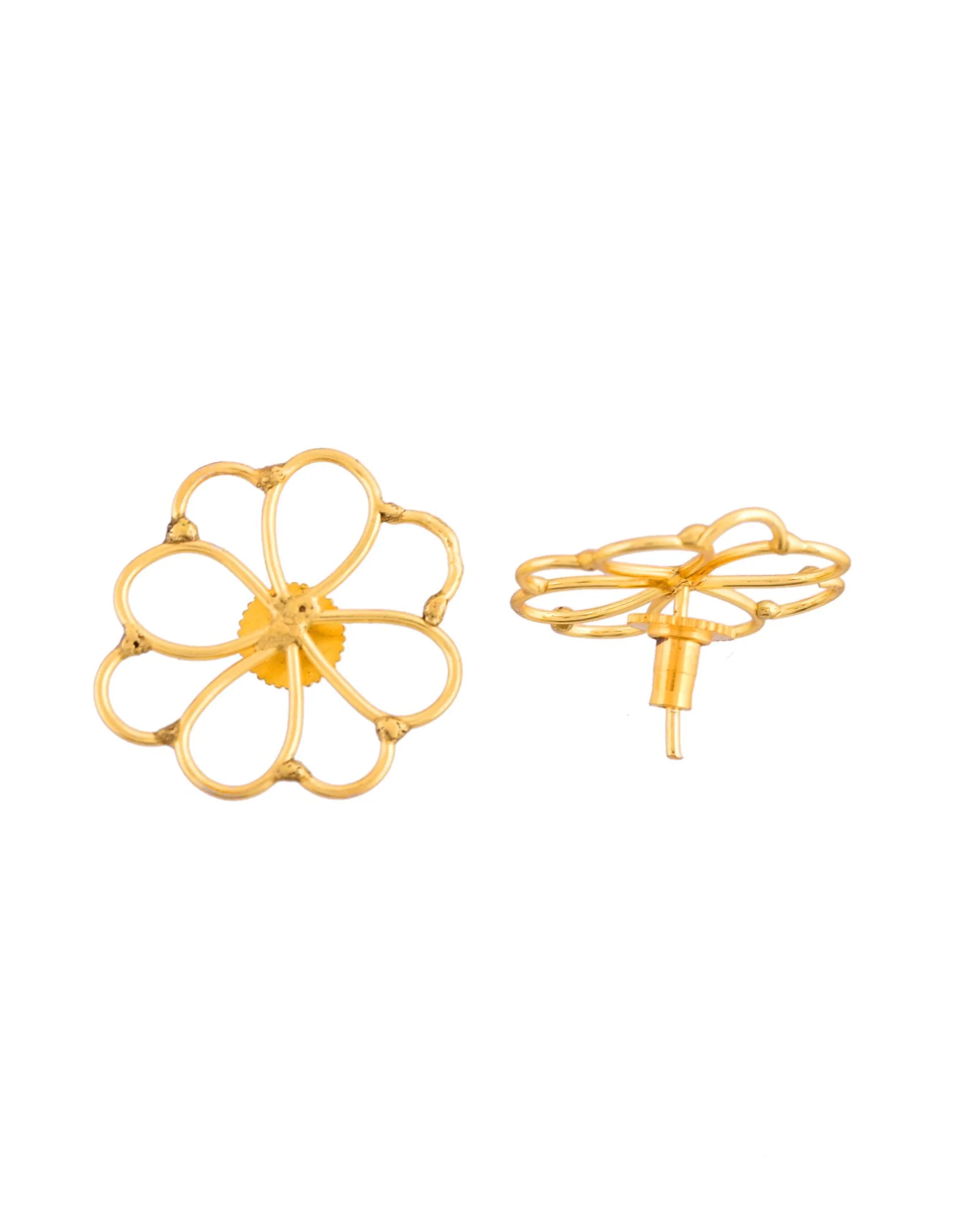 Jewels Nest Gold-Tone Floral Stud Earrings For Women - Image 5
