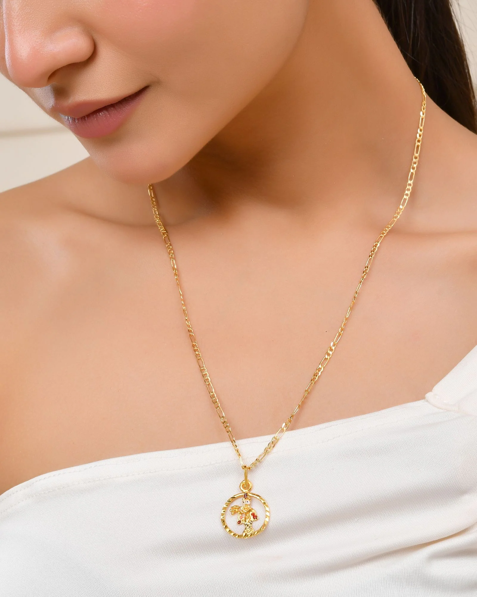 Jewels Nest Gold-Tone Krishna Circle Pendant Necklace For Women - Image 3