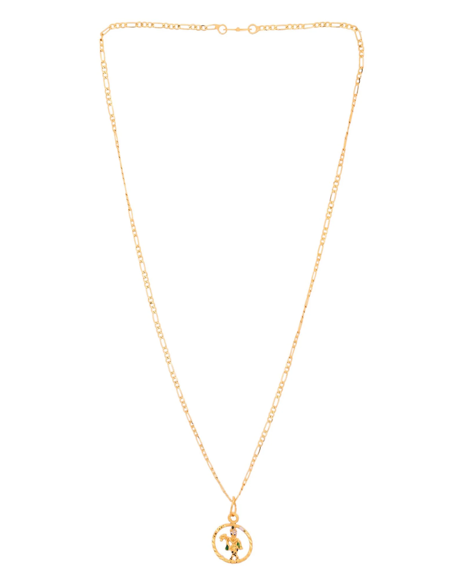 Jewels Nest Gold-Tone Krishna Flute Circle Pendant Necklace For Women - Image 3