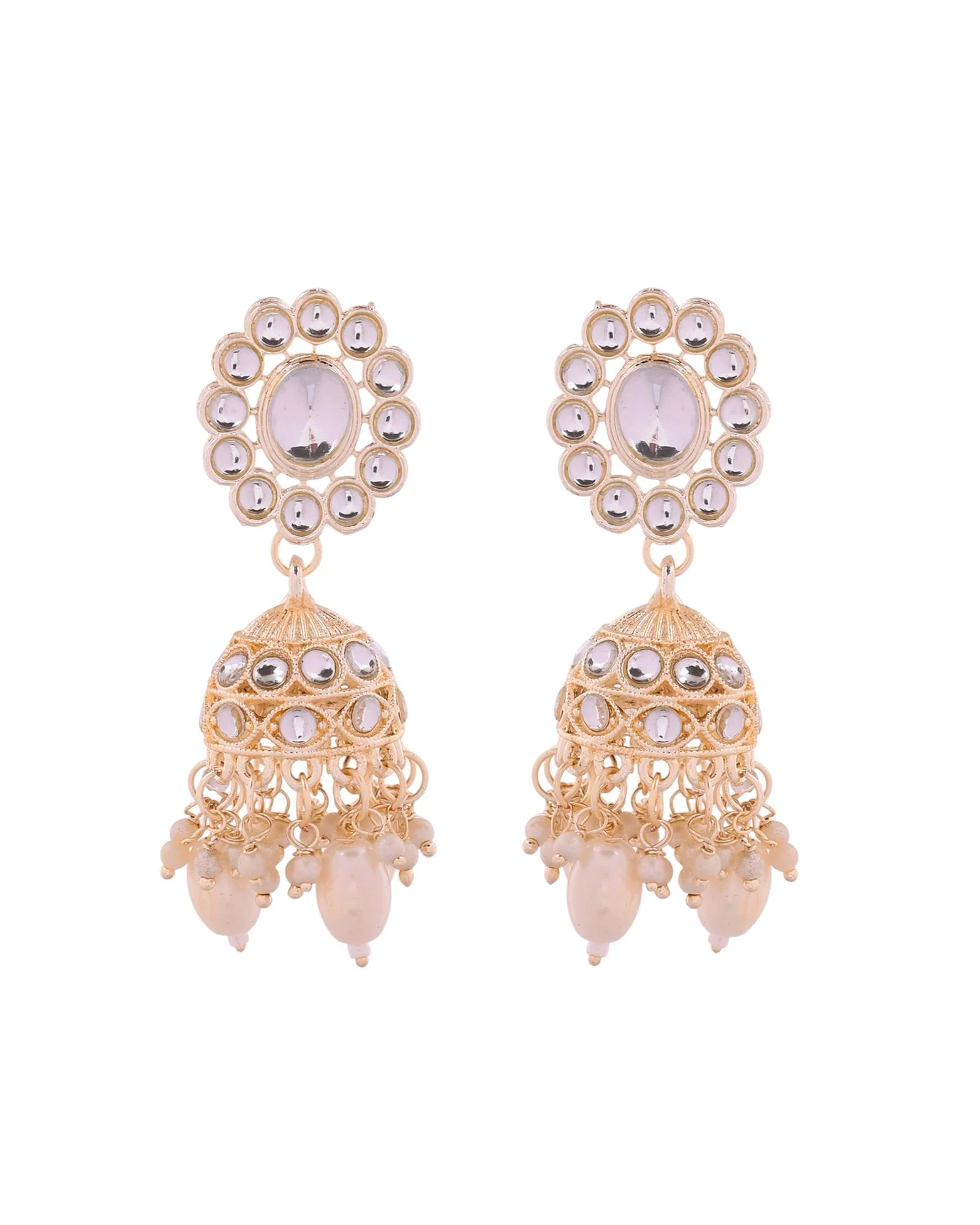 Jewels Nest Gold-Tone Kundan Choker Necklace Set With Pearl Drops & Maang Tikka - Image 8