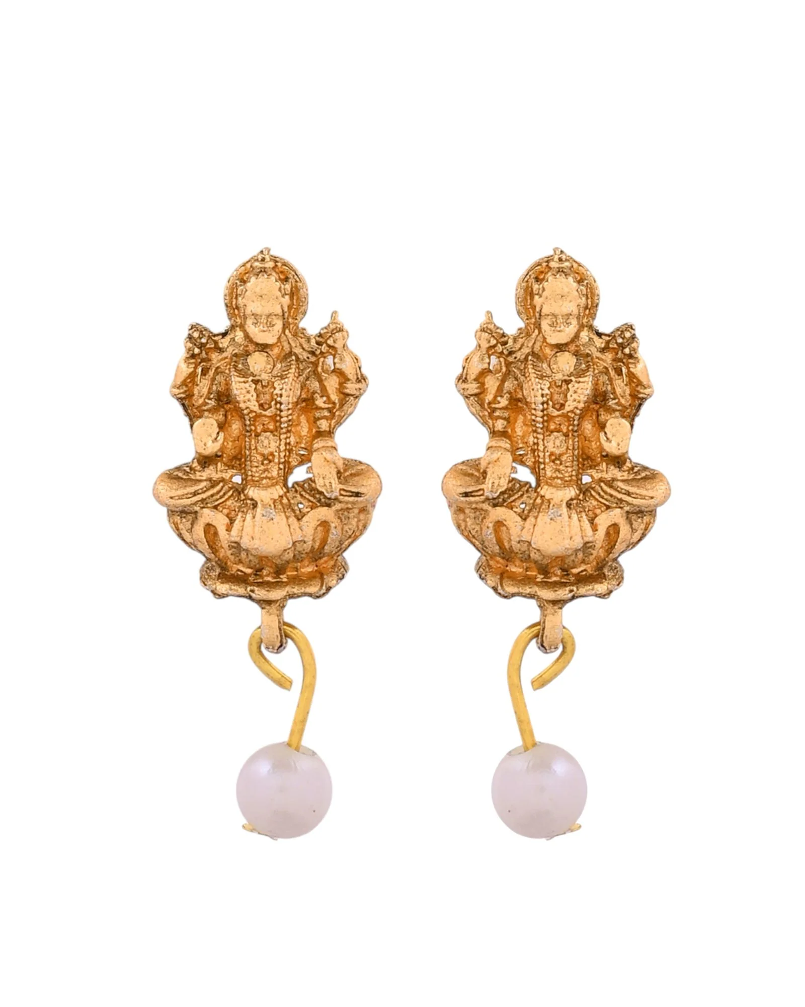 Jewels Nest Gold-Tone Lakshmi Temple Long Necklace Set With Earrings - Image 6