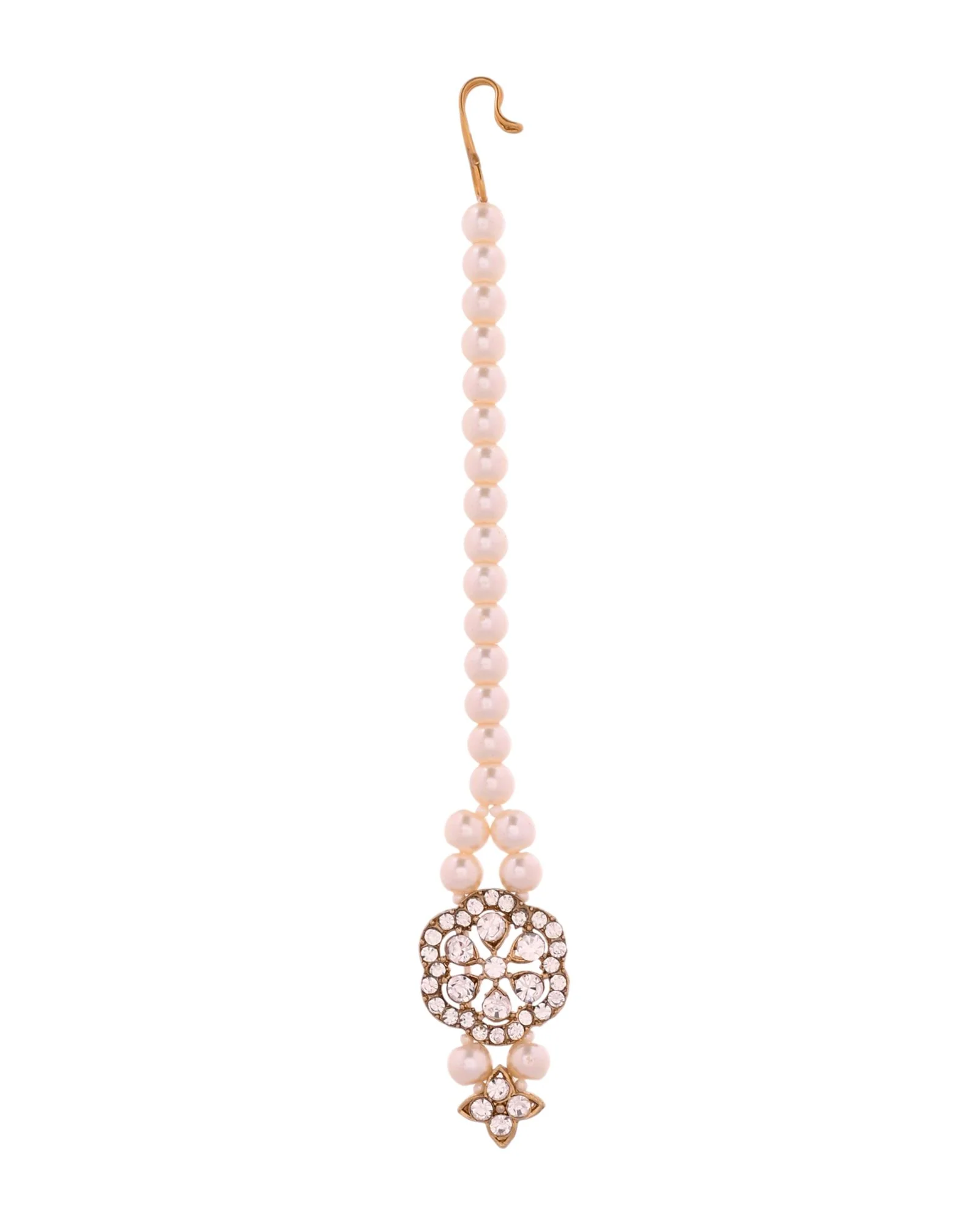 Jewels Nest Gold-Tone Layered Pearl Long Necklace With Crystal Motifs And Drop Earrings - Image 6