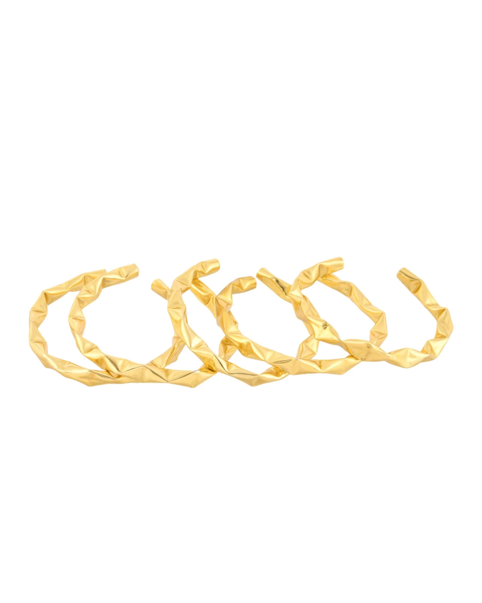 Jewels Nest Gold-Tone Organic Textured Open Bangles Set For Women - Image 4