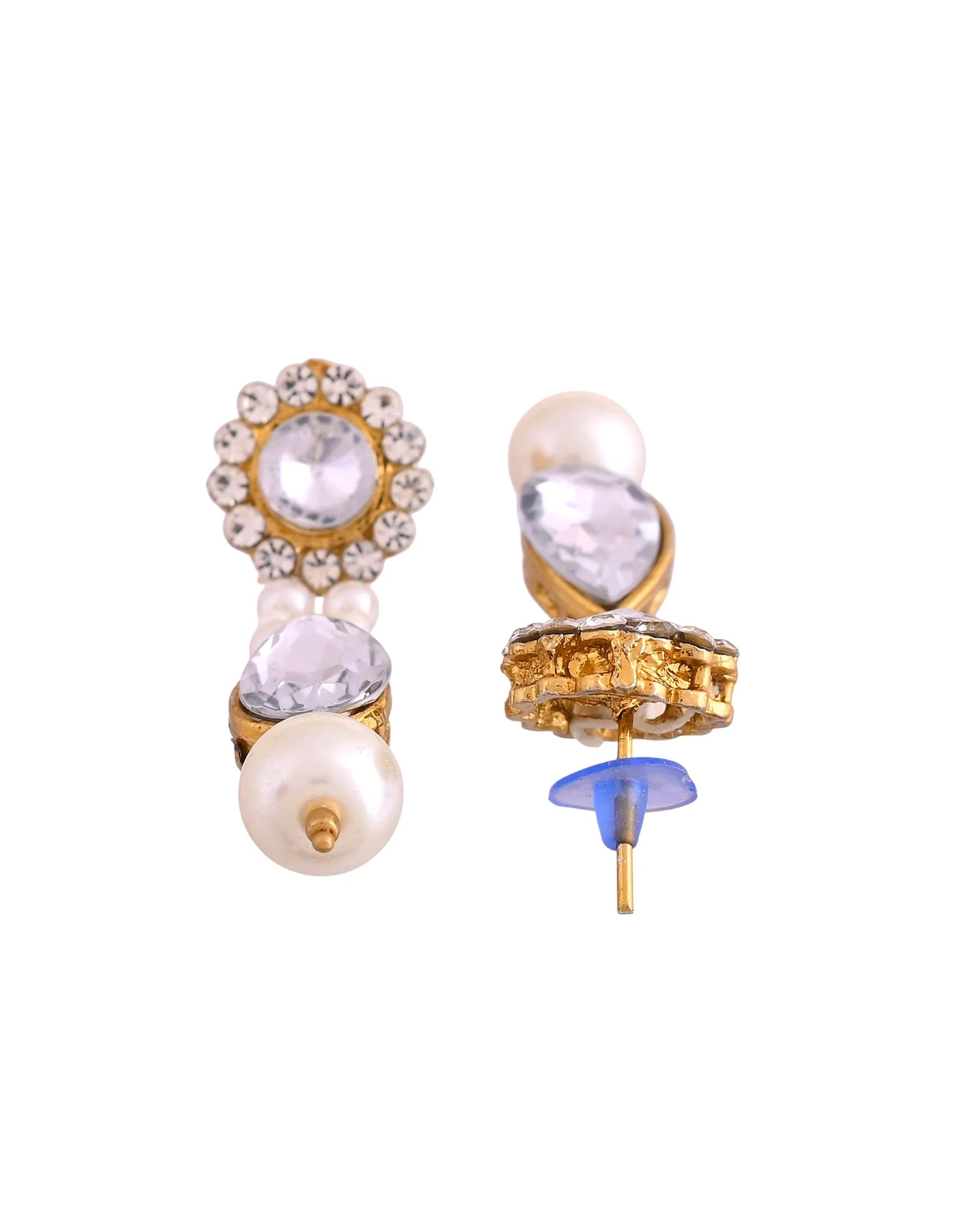 Jewels Nest Gold-Tone Pearl Choker Necklace With Stone Pendant And Earrings - Image 7