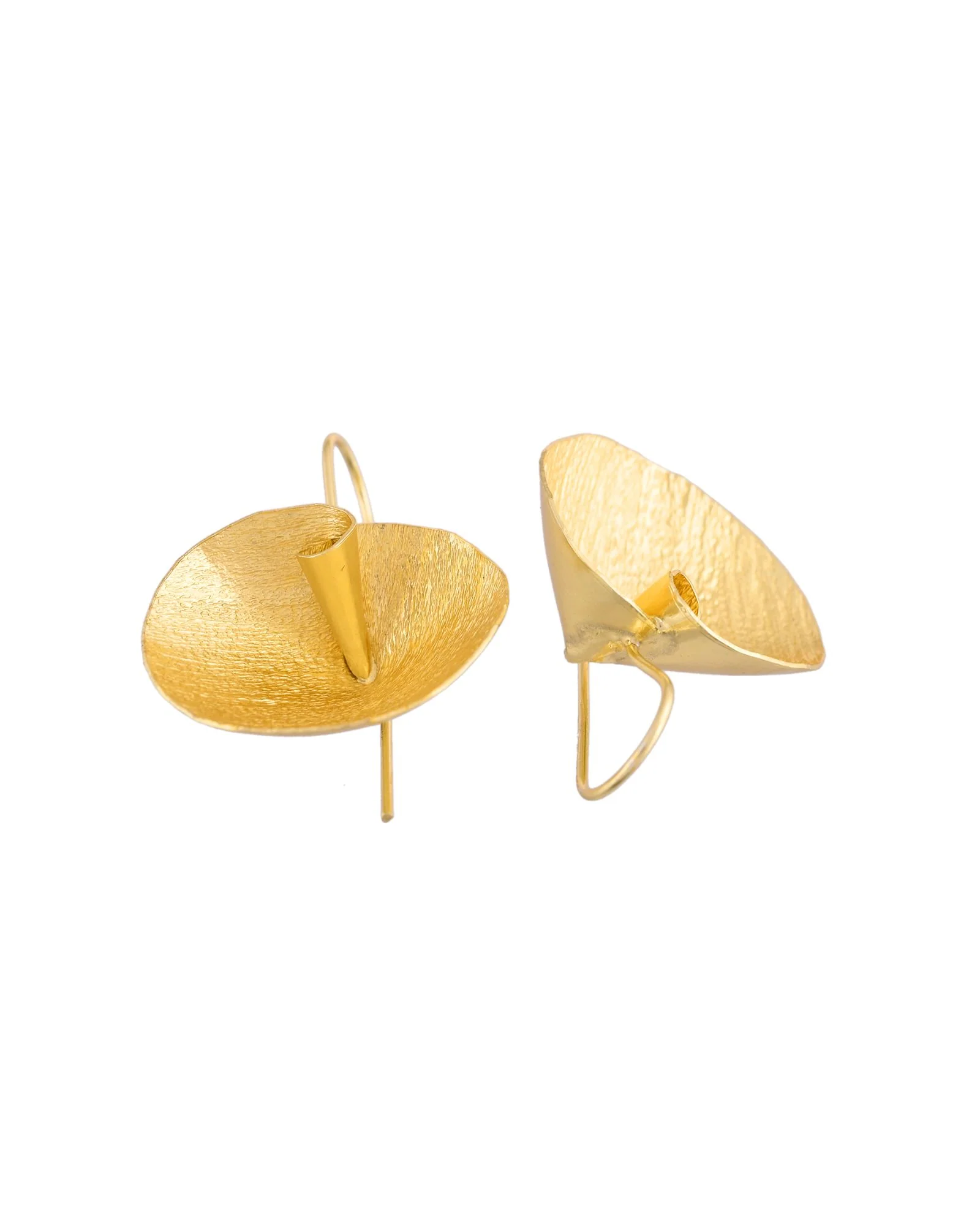Jewels Nest Gold-Tone Textured Disc Drop Earrings For Women - Image 5