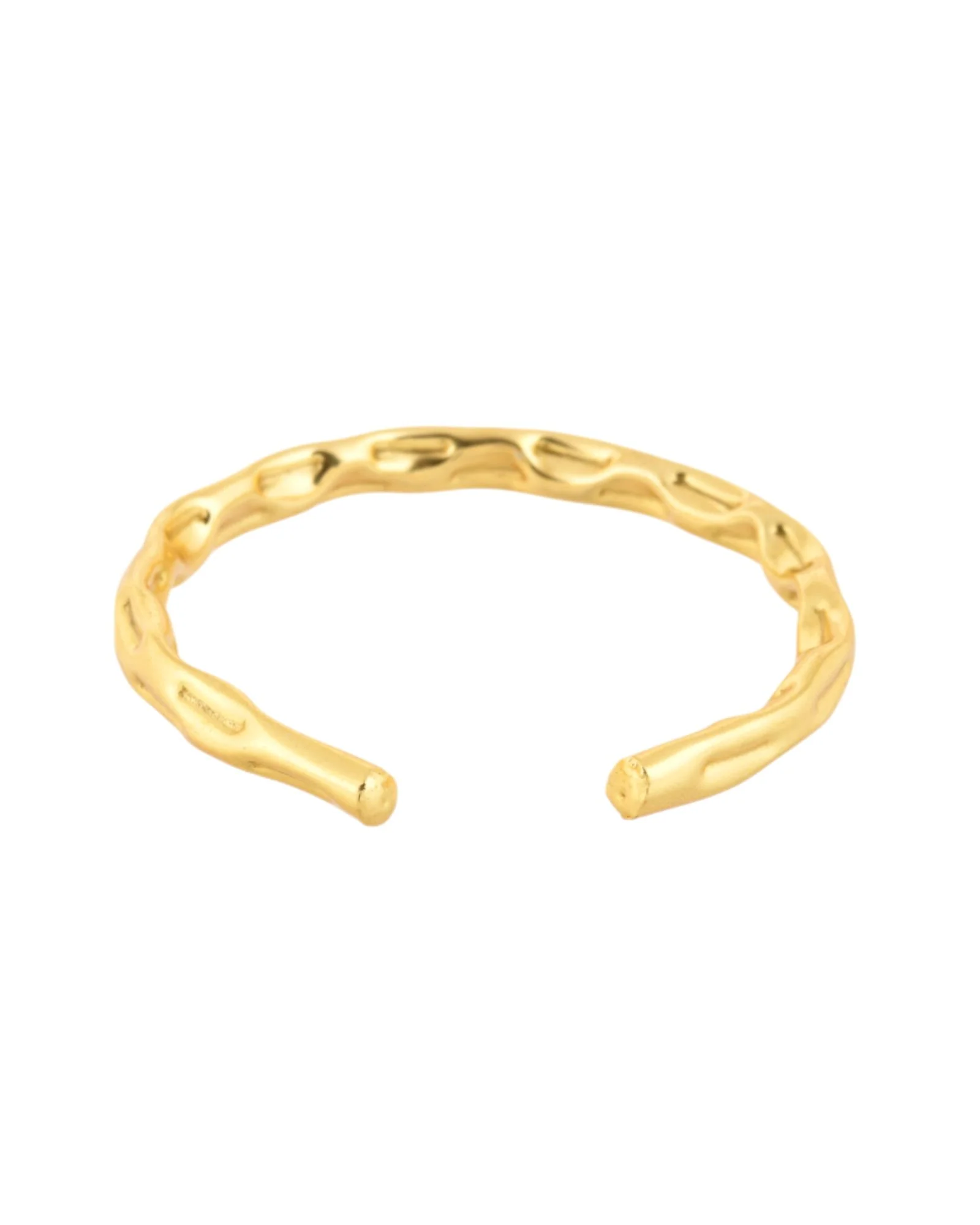 Jewels Nest Gold-Tone Textured Open Cuff Bracelet For Women - Image 6