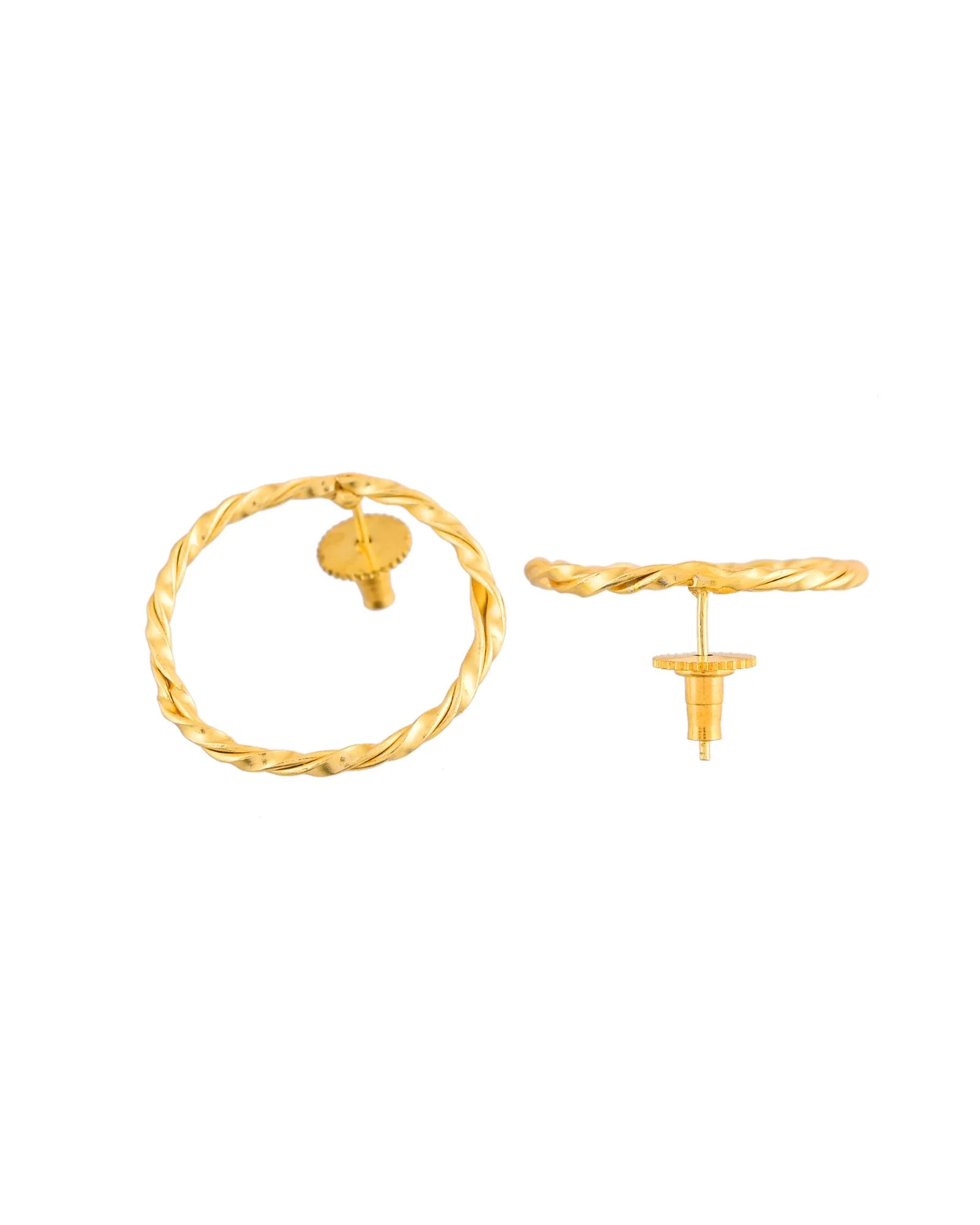 Jewels Nest Gold-Tone Twisted Hoop Earrings For Women | Minimal Everyday Jewellery - Image 5