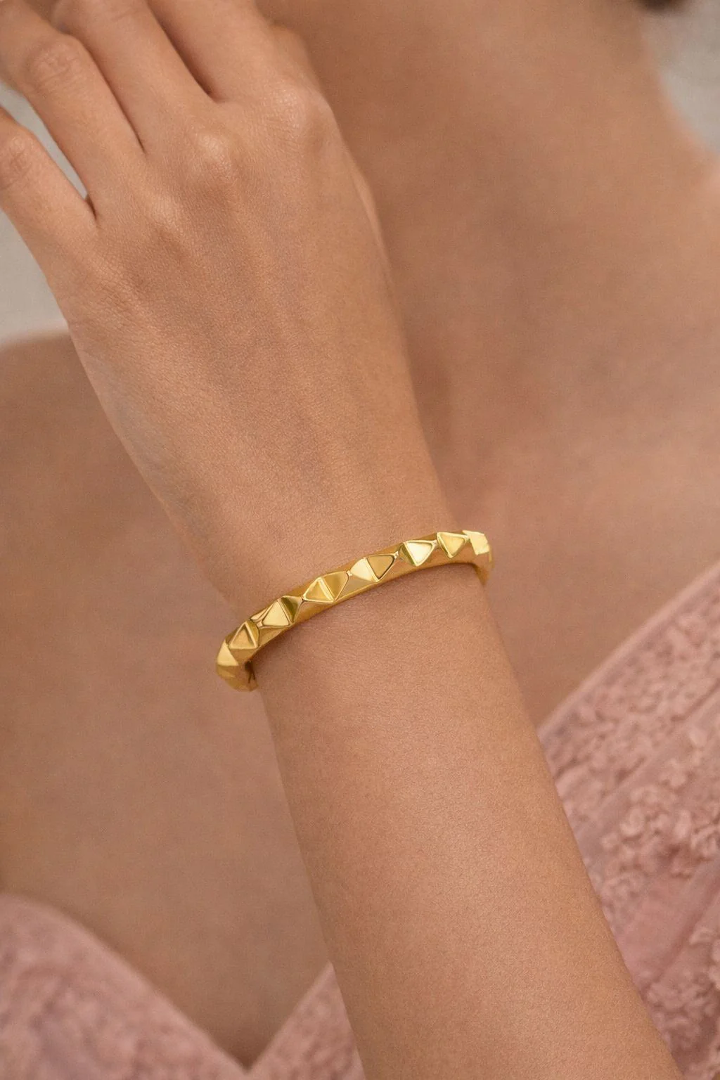 Jewels Nest Gold-Tone Twisted Open Cuff Bracelet For Women - Image 2