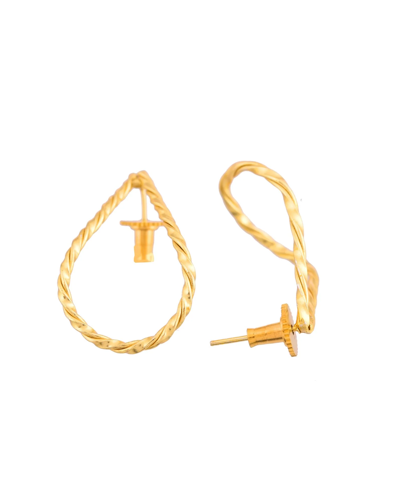 Jewels Nest Gold-Tone Twisted Teardrop Hoop Earrings For Women | Modern Minimal Jewellery - Image 5