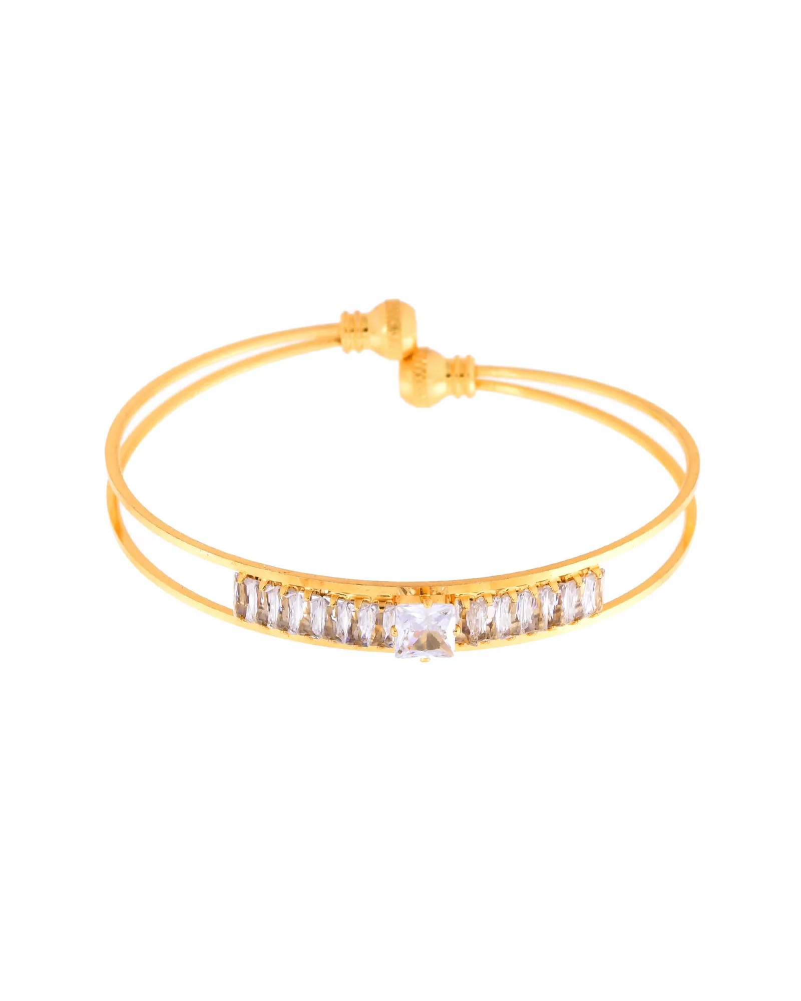 Jewels Nest Gold-Toned Crystal Studded Openable Bangles For Women - Image 5