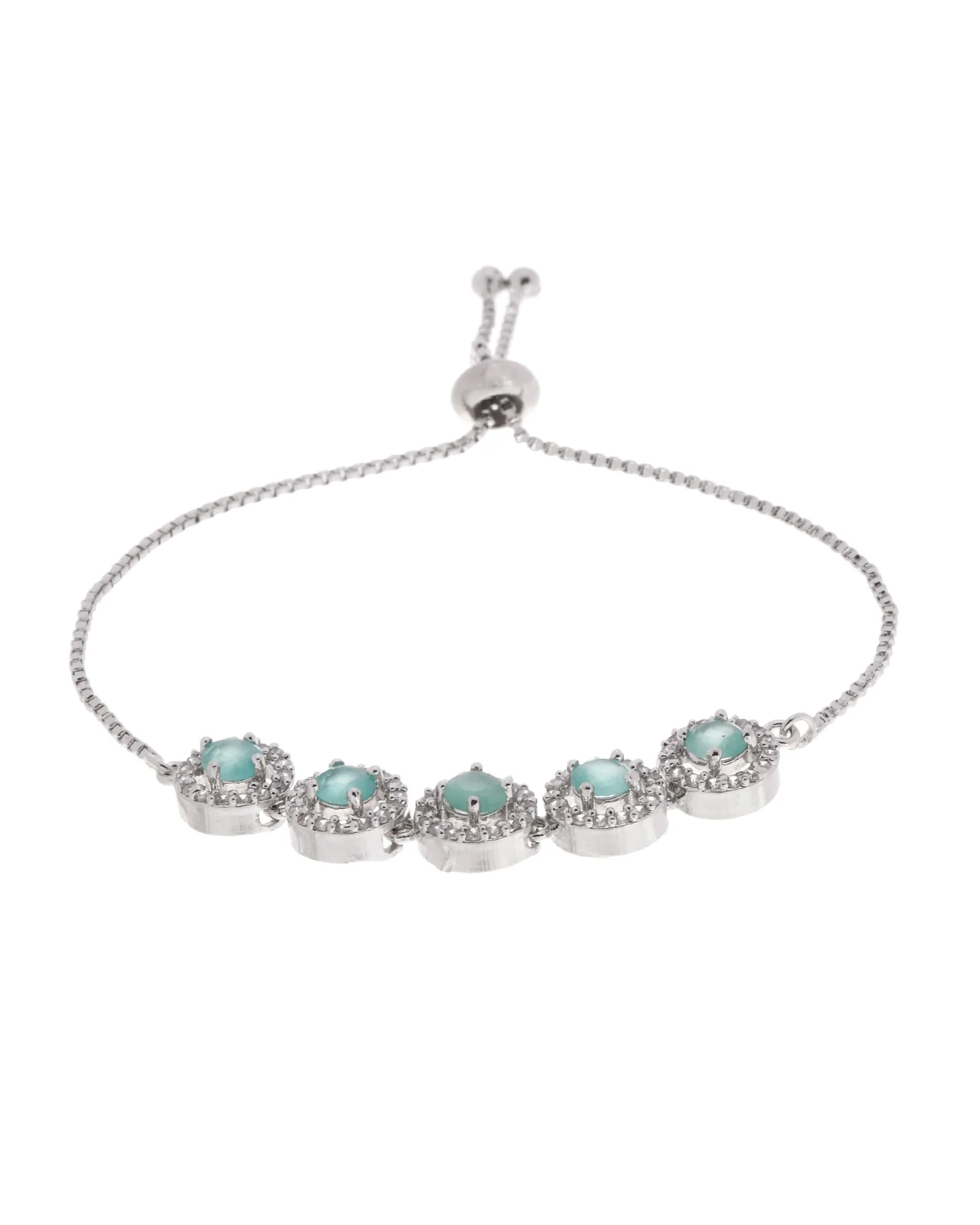 Jewels Nest Green Halo Crystal Adjustable Bracelet For Women - Image 4