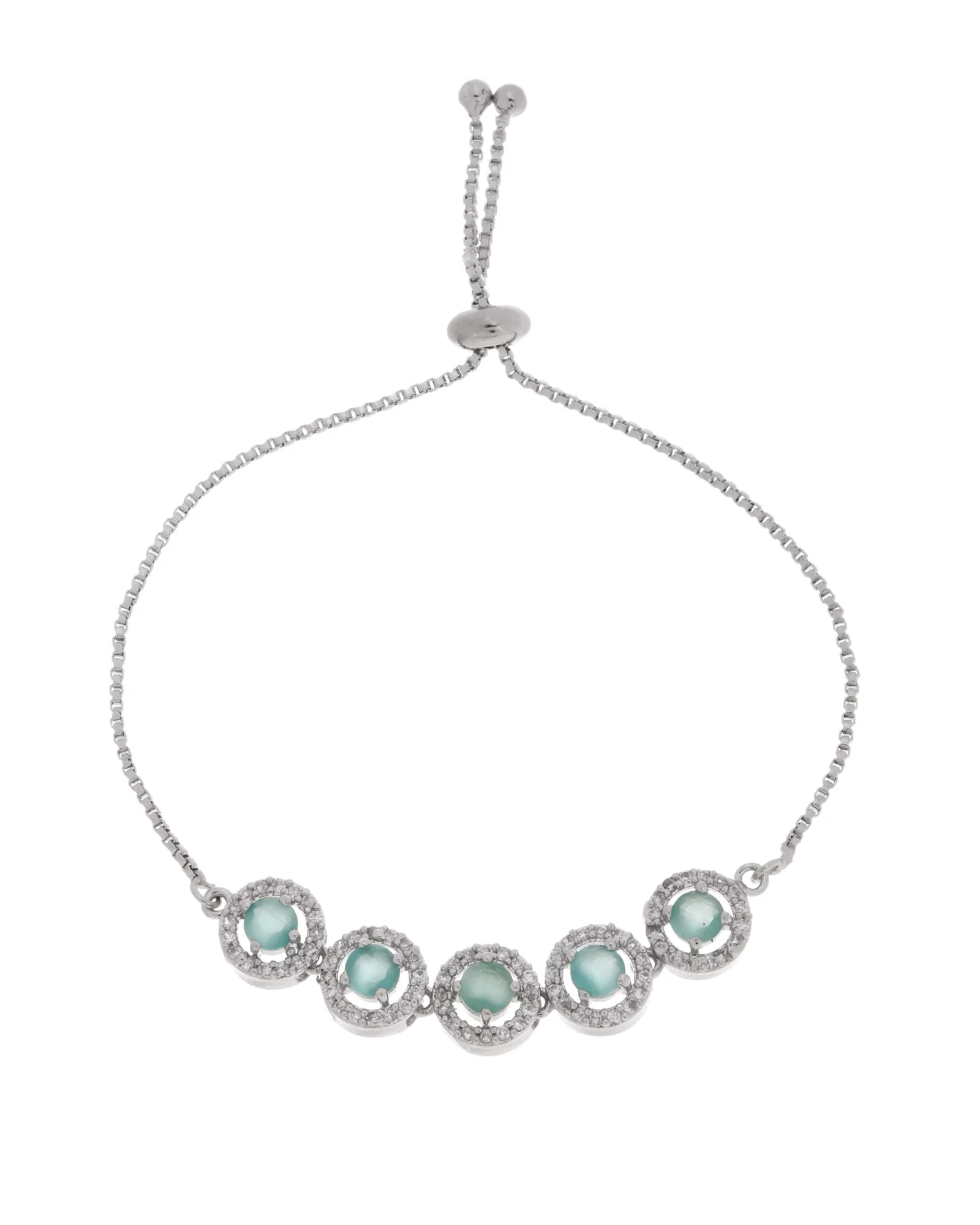 Jewels Nest Green Halo Crystal Adjustable Bracelet For Women - Image 5