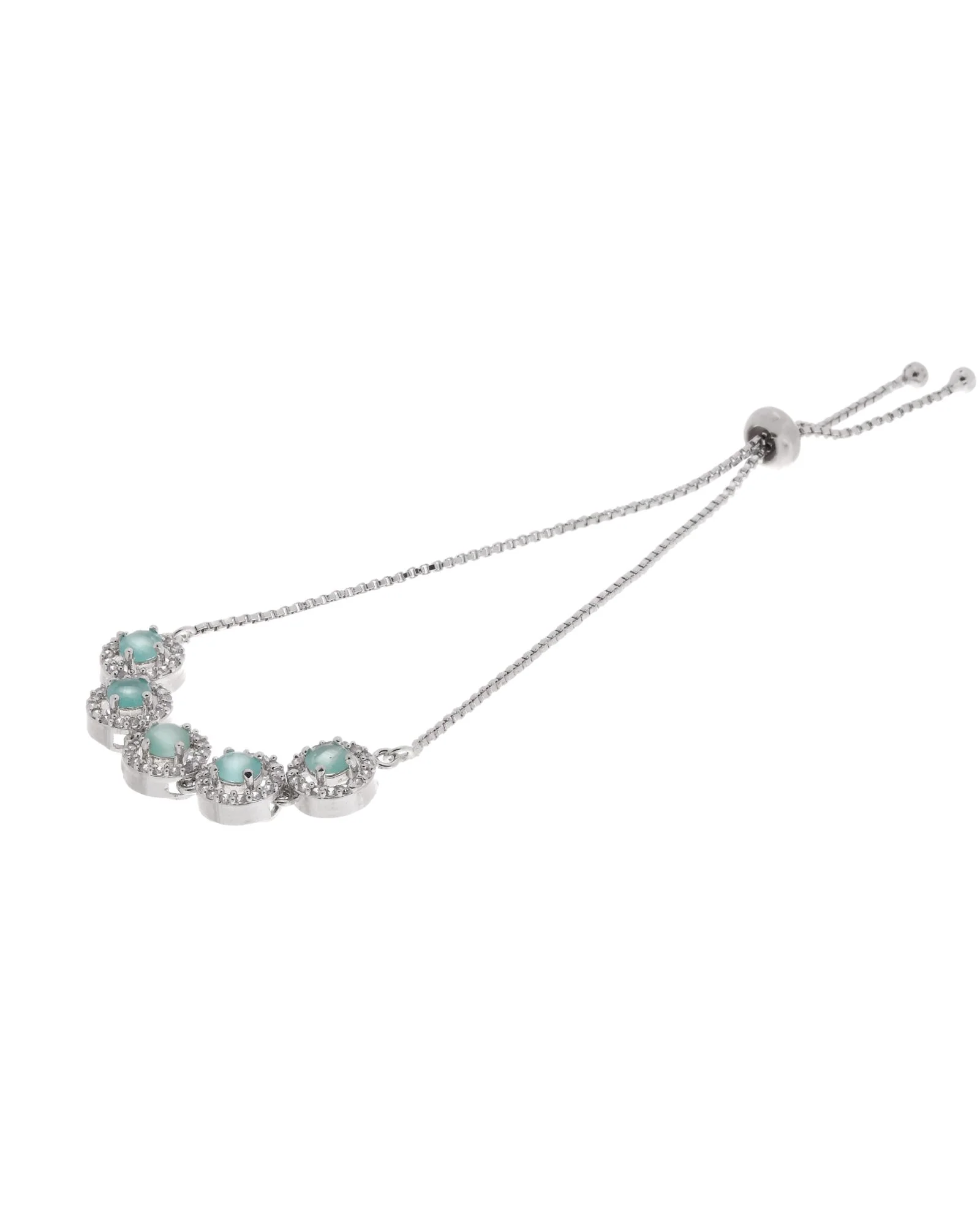Jewels Nest Green Halo Crystal Adjustable Bracelet For Women - Image 6