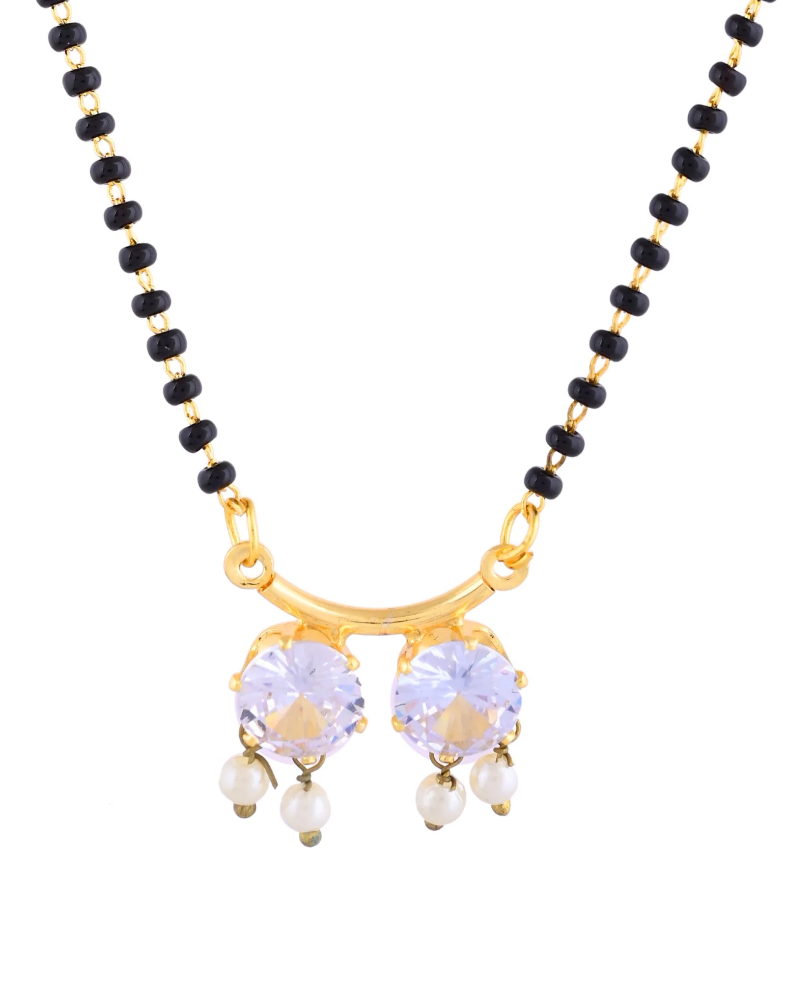 Jewels Nest Minimal Gold-Plated White Stone Mangalsutra For Women - Image 4