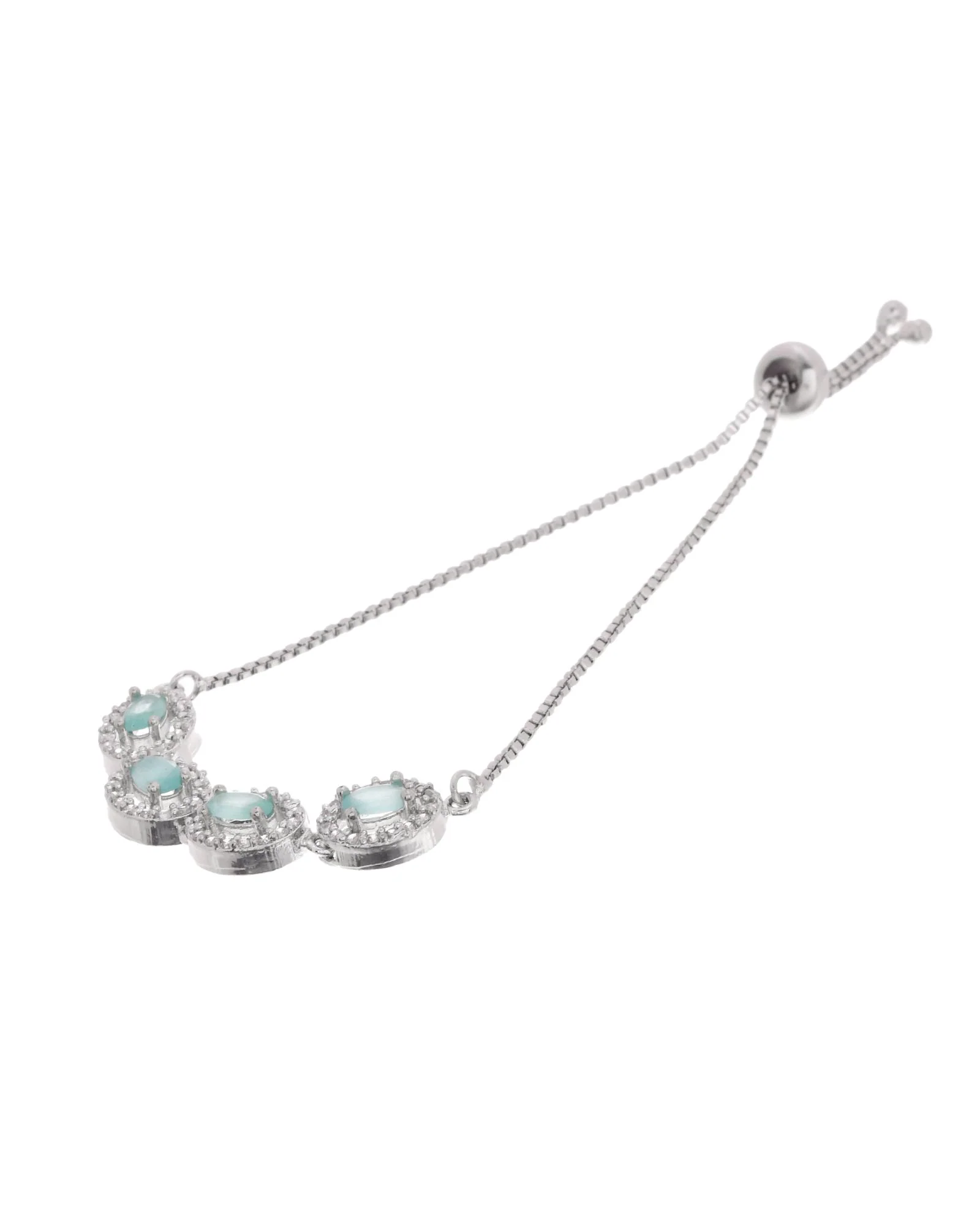 Jewels Nest Mint Green Oval Stone Diamond-Style Adjustable Bracelet - Image 6