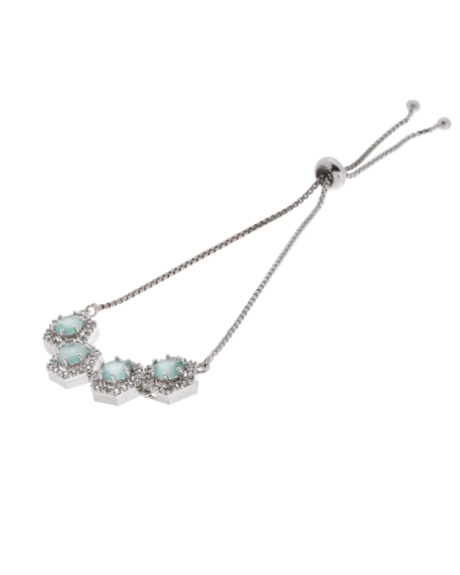 Jewels Nest Mint Green Stone Diamond-Style Adjustable Bracelet For Women - Image 6