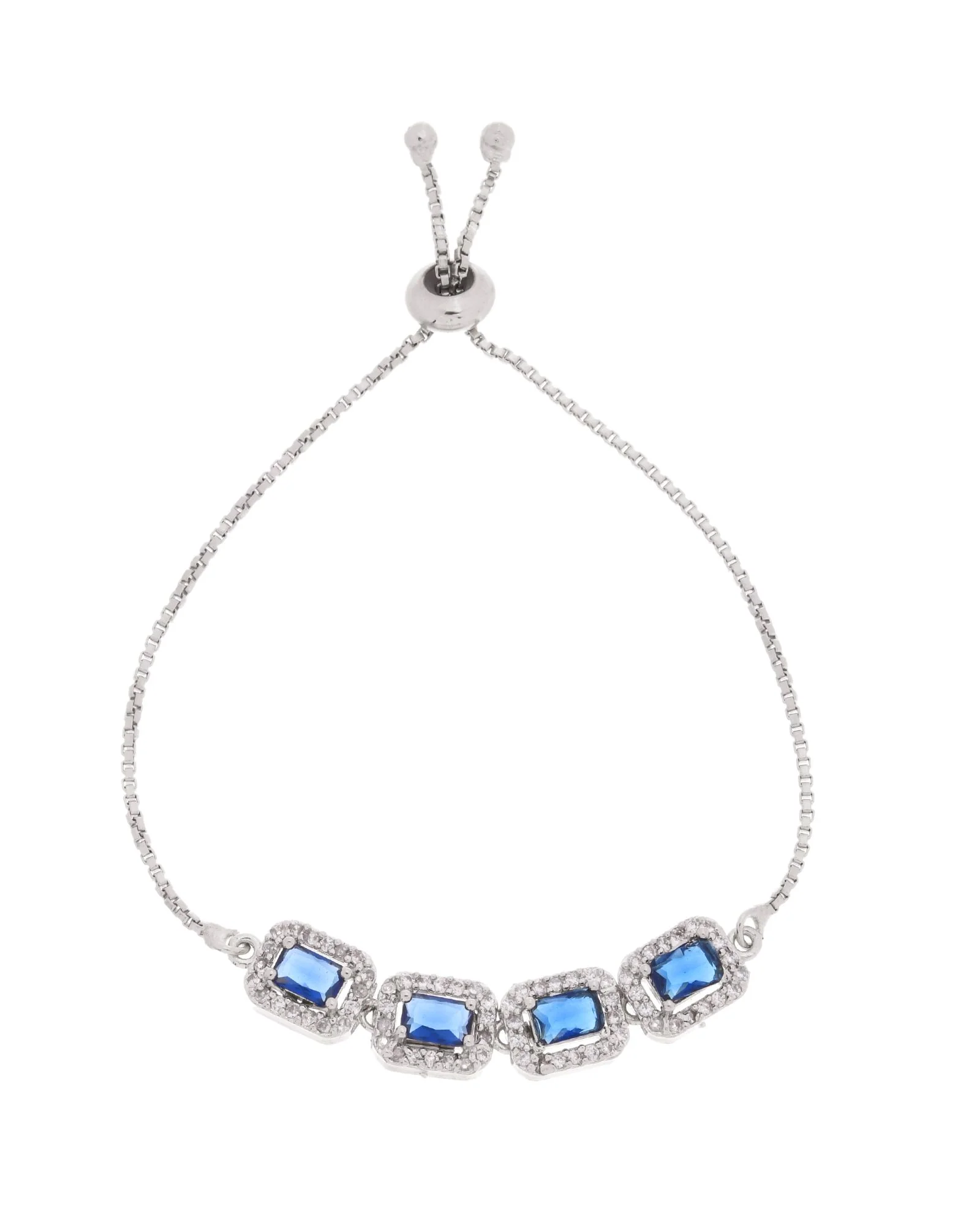Jewels Nest Navy Blue Square Stone Diamond-Style Adjustable Bracelet - Image 3