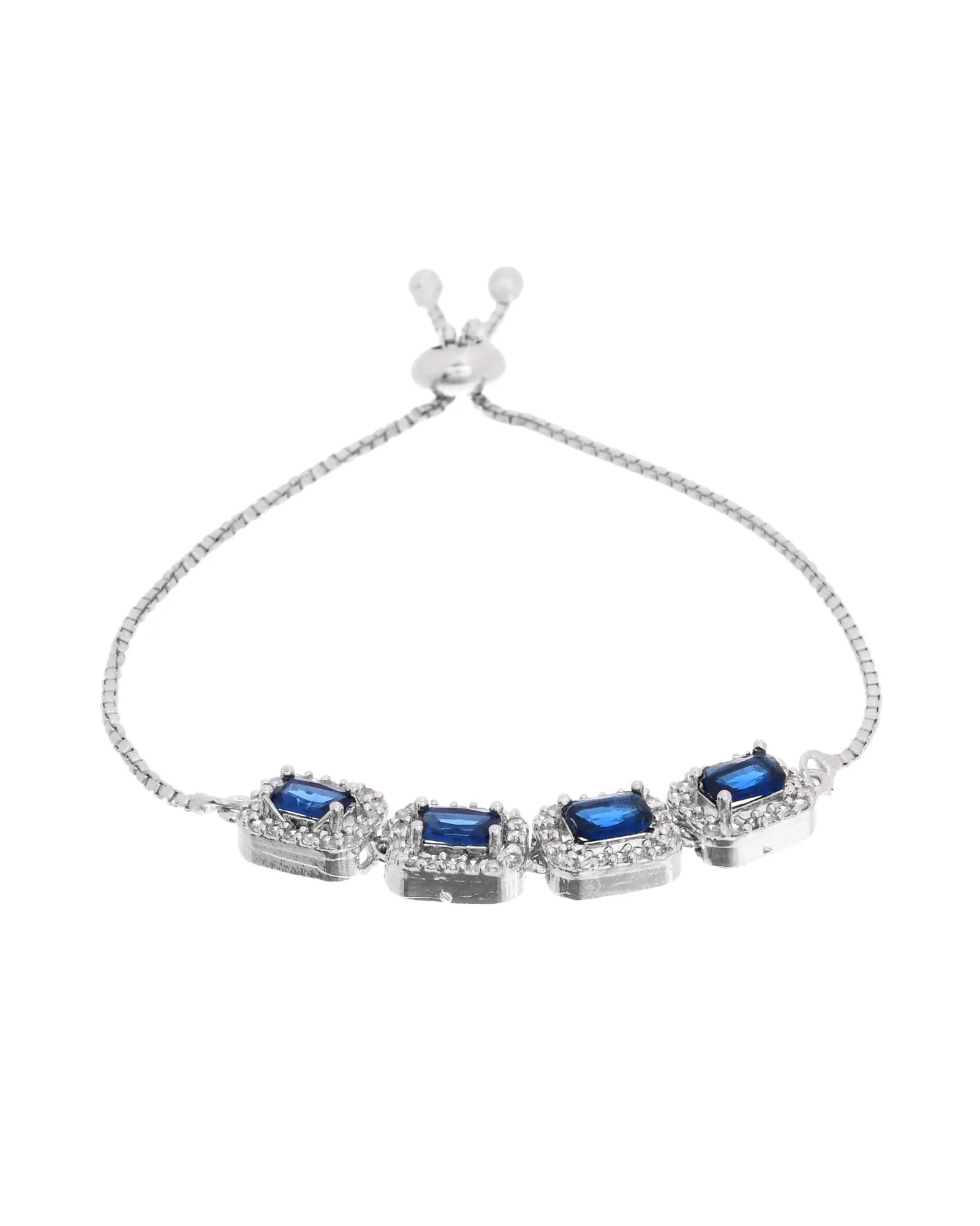Jewels Nest Navy Blue Square Stone Diamond-Style Adjustable Bracelet - Image 4