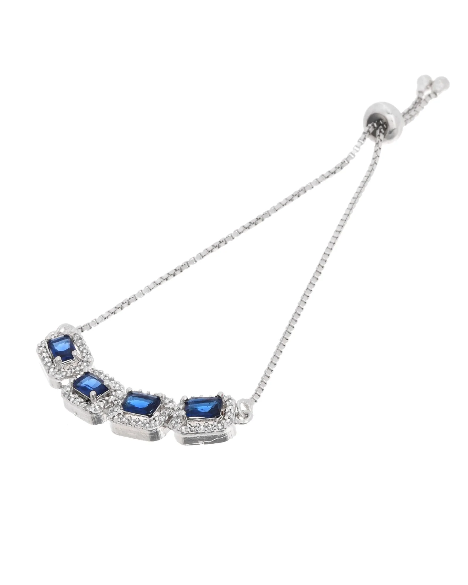 Jewels Nest Navy Blue Square Stone Diamond-Style Adjustable Bracelet - Image 5
