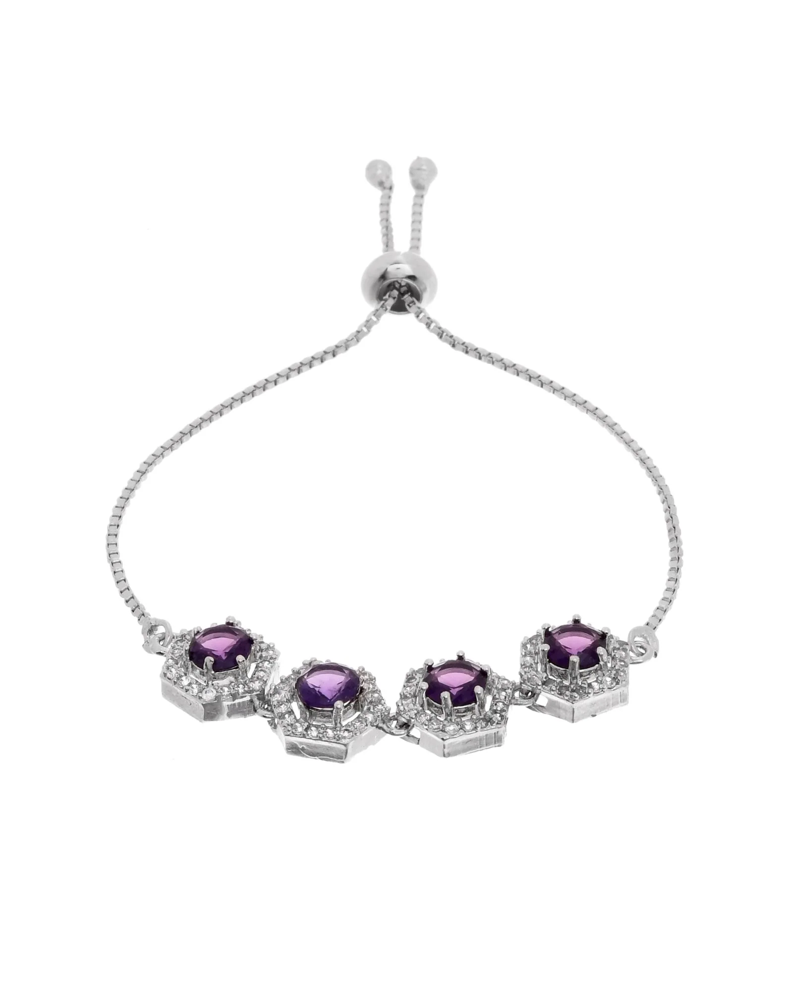 Jewels Nest Purple Stone Diamond-Style Adjustable Bracelet - Image 3
