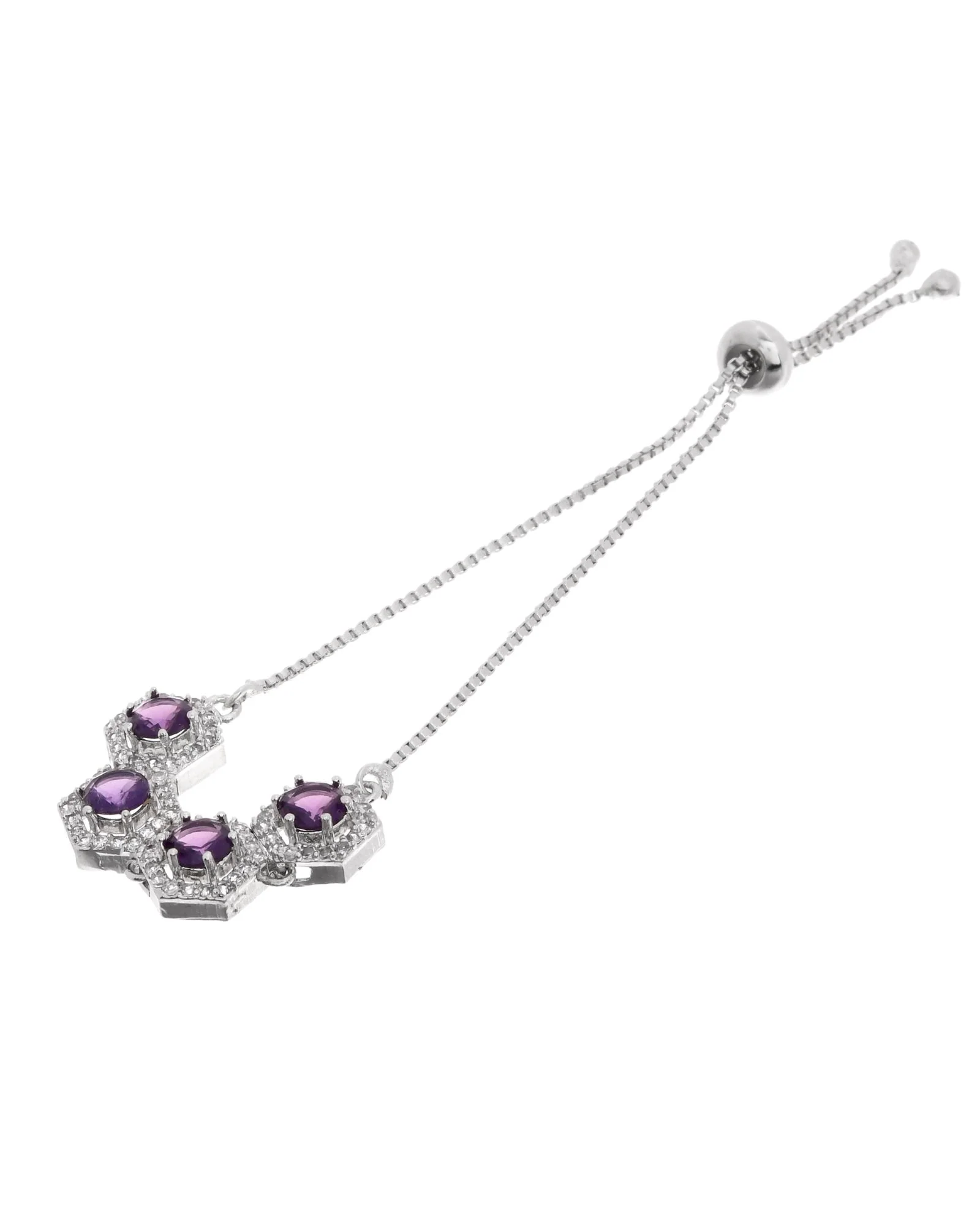 Jewels Nest Purple Stone Diamond-Style Adjustable Bracelet - Image 4