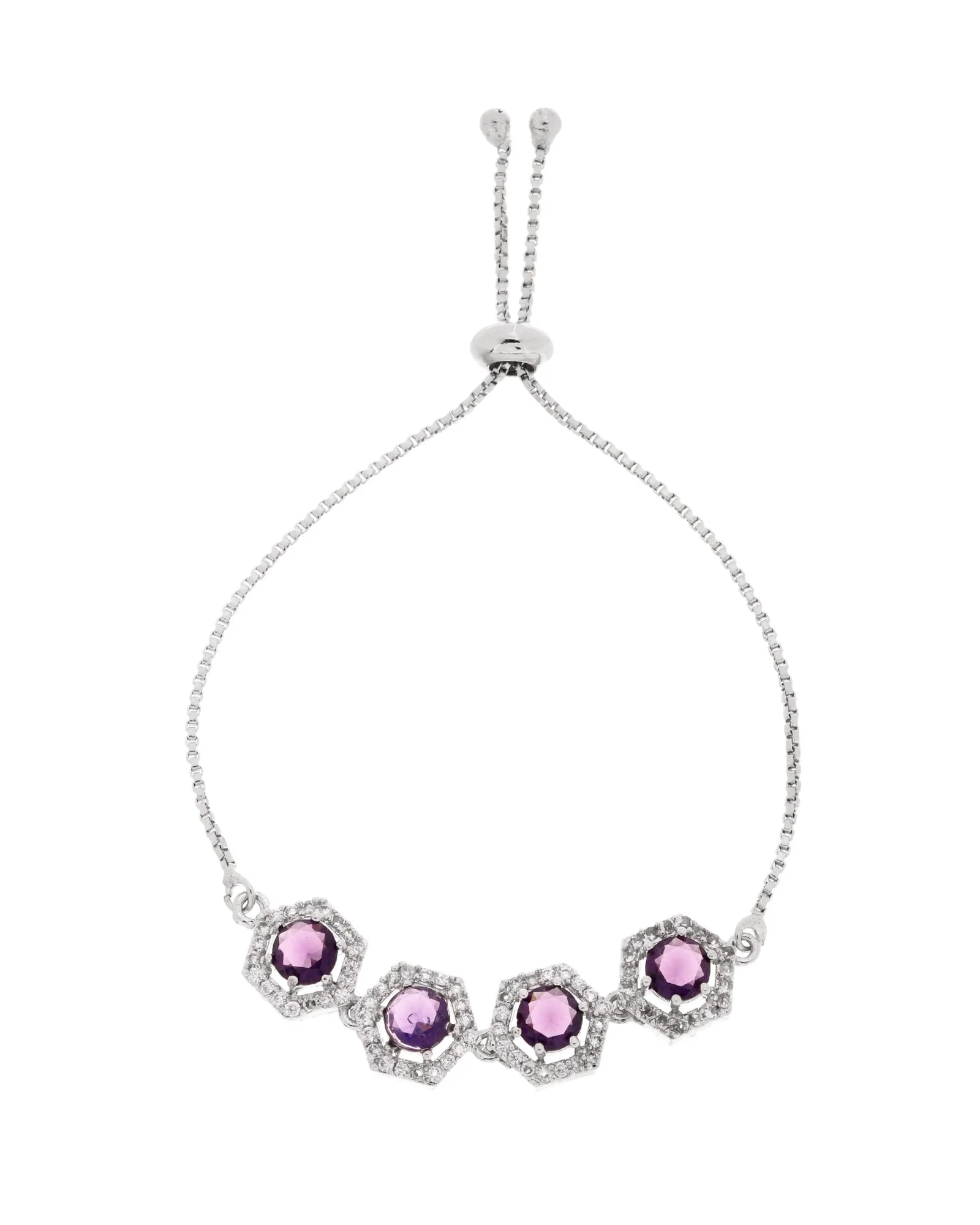 Jewels Nest Purple Stone Diamond-Style Adjustable Bracelet - Image 5