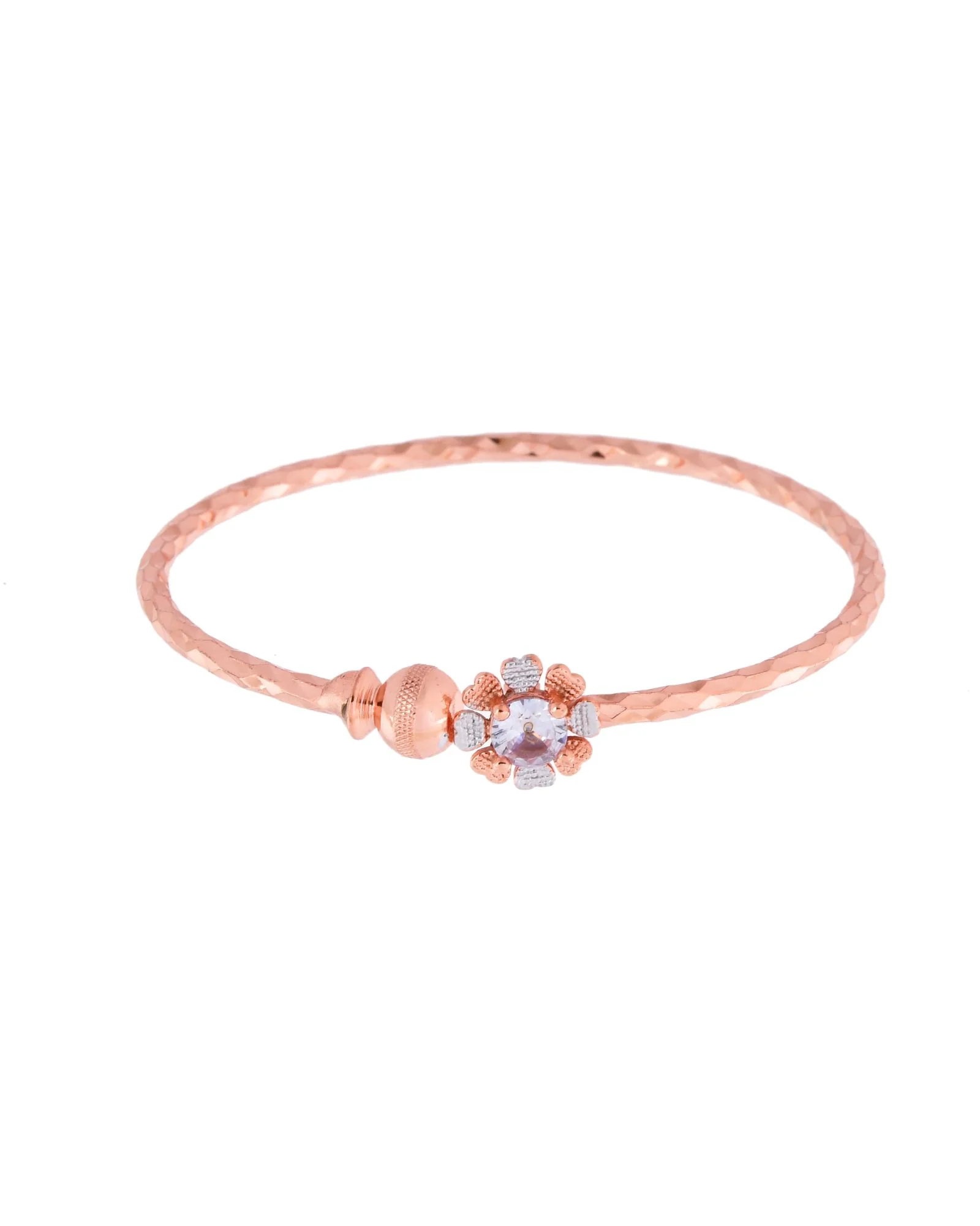 Jewels Nest Rose Gold Plated Floral Stone Bangles For Women | Elegant Daily Wear Pair - Image 4