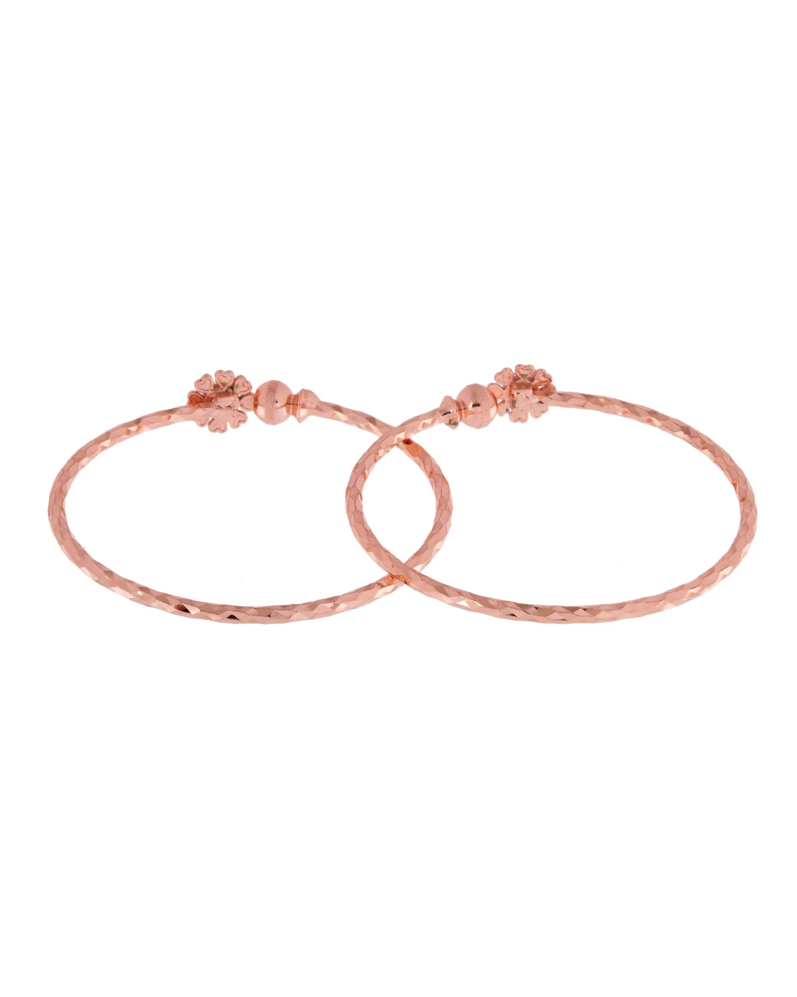 Jewels Nest Rose Gold Plated Floral Stone Bangles For Women | Elegant Daily Wear Pair - Image 6