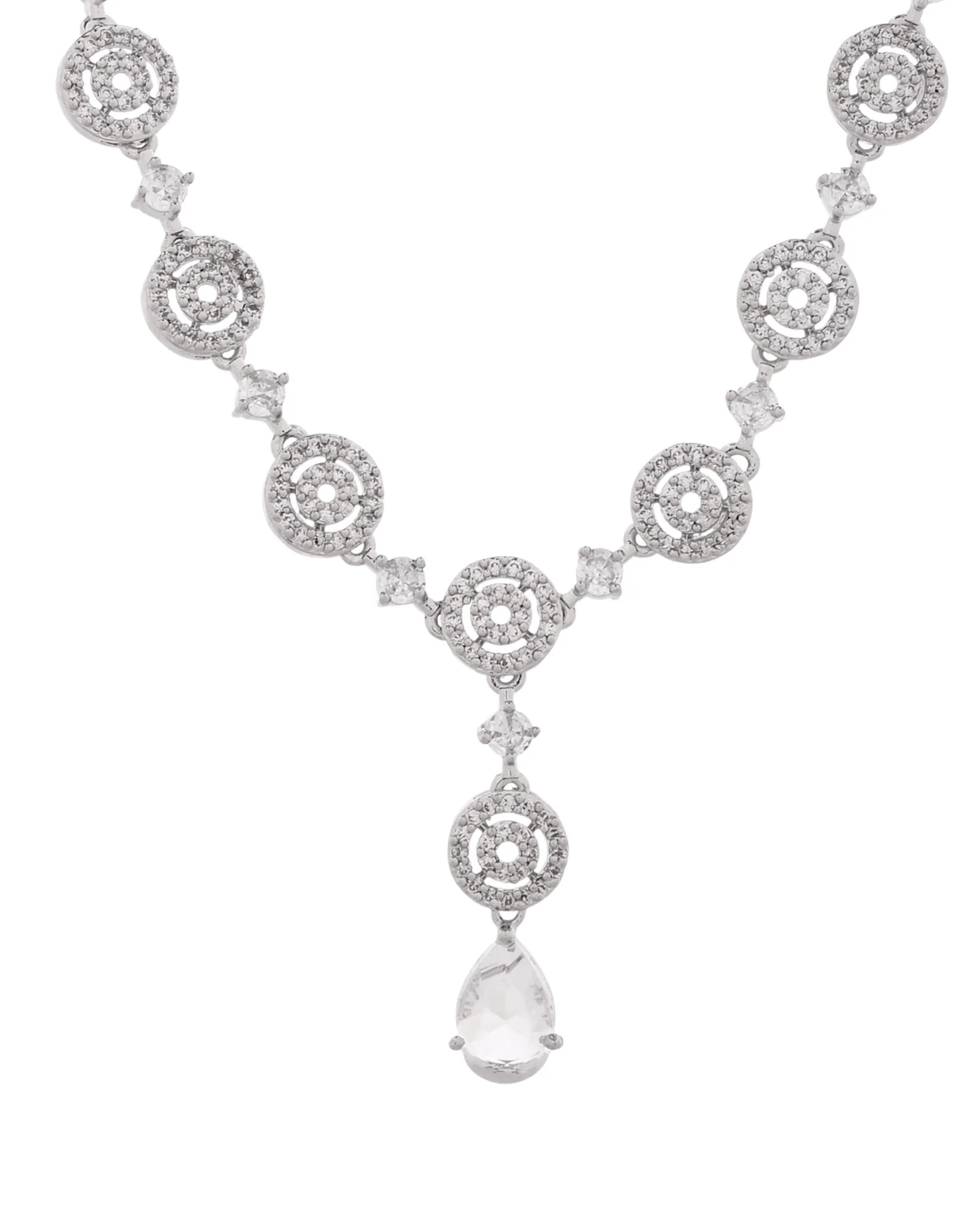 Jewels Nest Silver-Plated And Crystal Drop Necklace Set With Matching Earrings - Image 4