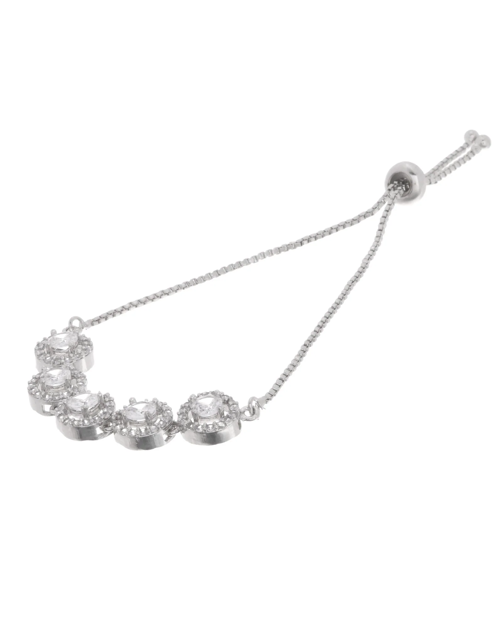 Jewels Nest Silver Plated White Stone Circle Design Bracelet - Image 4
