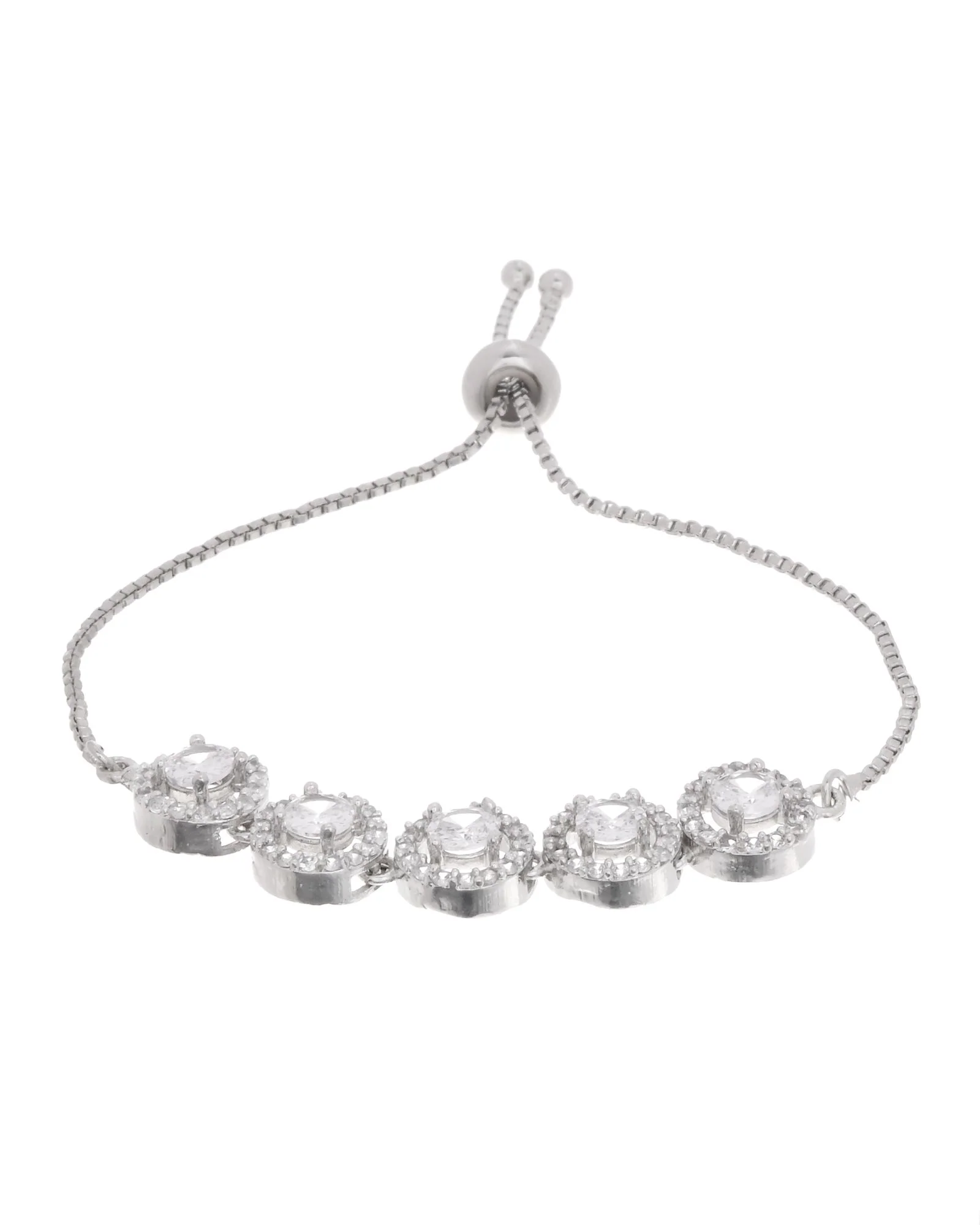 Jewels Nest Silver Plated White Stone Circle Design Bracelet - Image 6