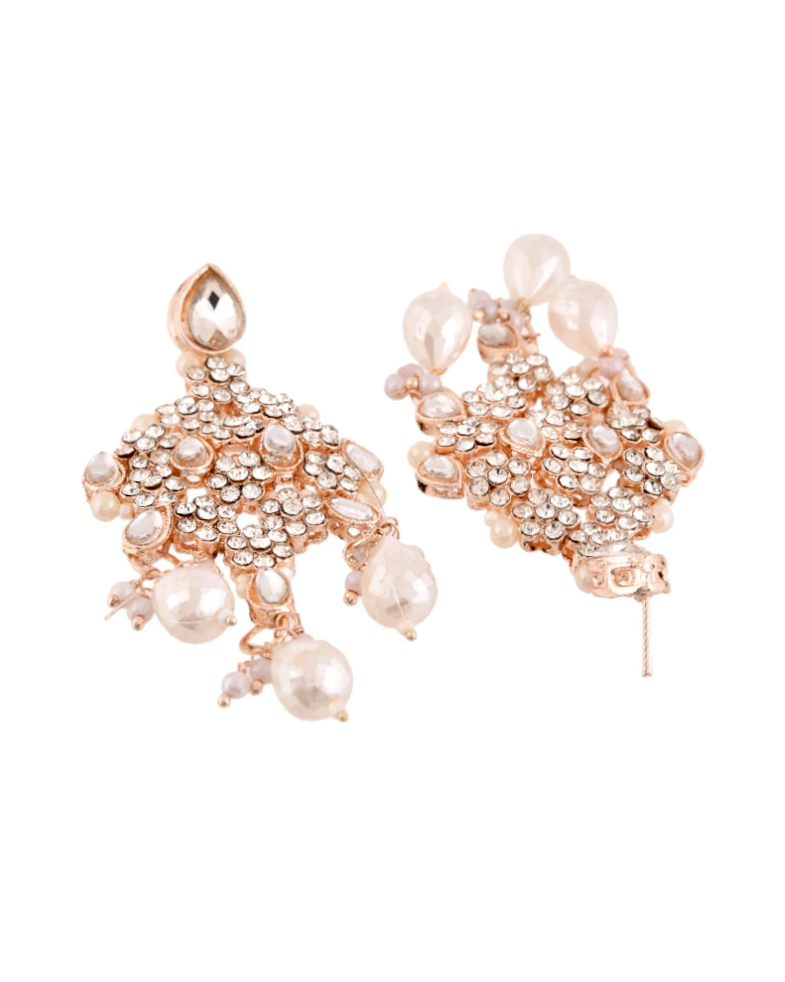 Jewels Nest Silver-Tone Pearl & Crystal Bridal Choker Necklace Set With Earrings And Maang Tikka - Image 8