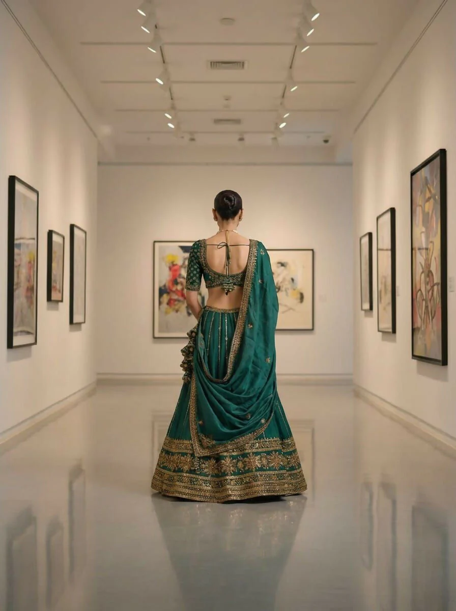Lehenga Mart Designer Indian Wedding Lehenga Choli-Green - Image 3