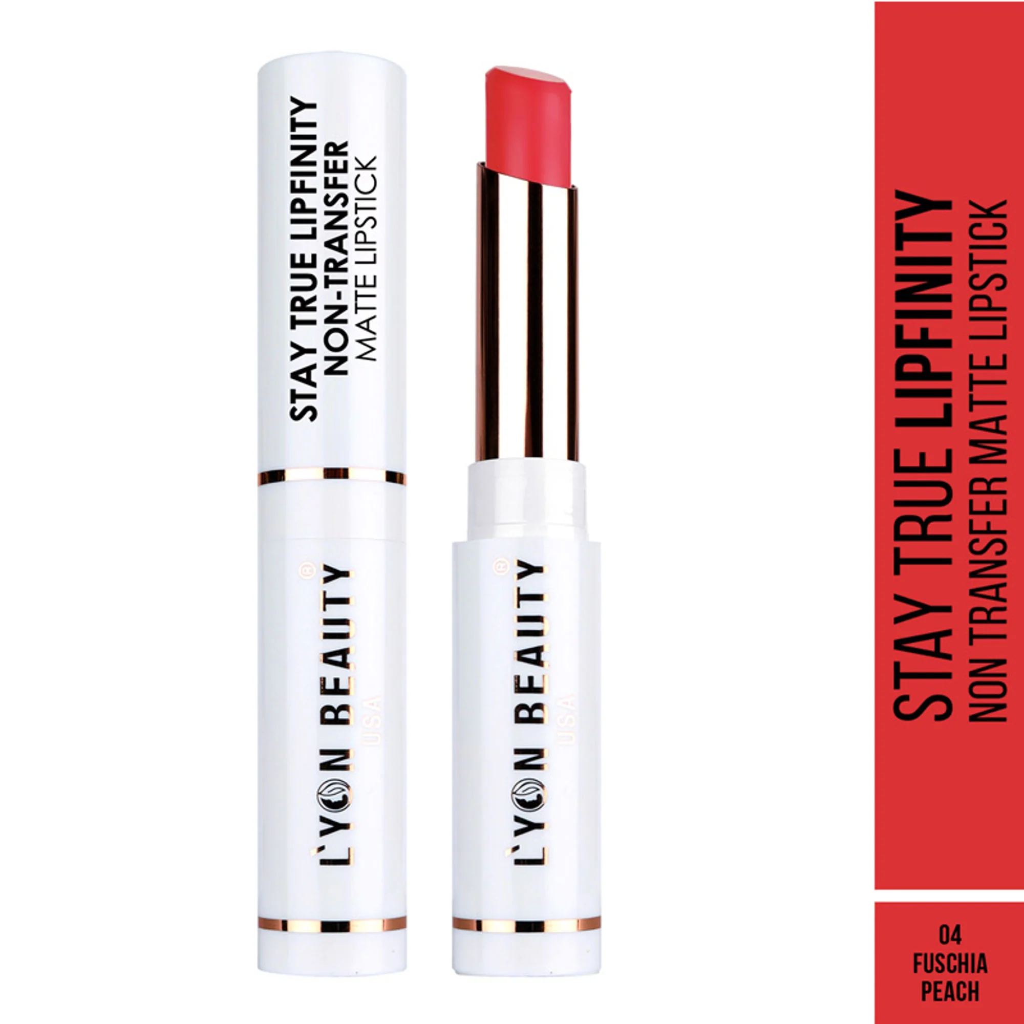 Lyon Beauty Stay True Lipfinity Non Transfer Matte Lipstick - Fuschia Peach 04