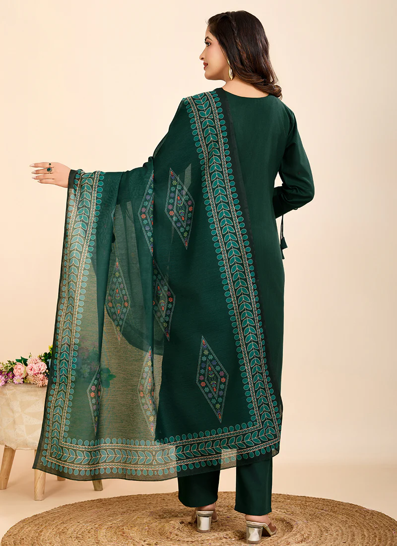 Prazu Fashion Green Printed Cotton Blend Festival Wear Salwar Suit - Image 6