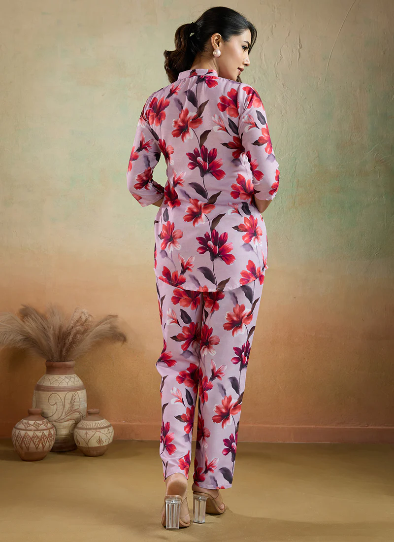 Prazu Fashion Light Pink Printed Cotton Blend Co-Ord Set - Image 6