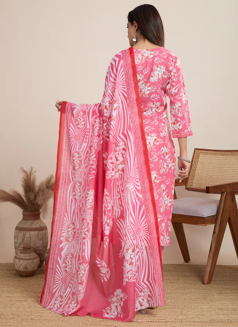 Prazu Fashion Light Pink Printed Cotton Blend Festival Wear Salwar Suit - Image 5