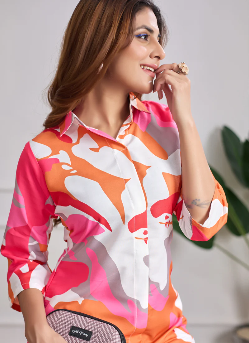 Prazu Fashion Multi Color Printed Cotton Reyon Festival Wear Co-Ord Set - Image 4
