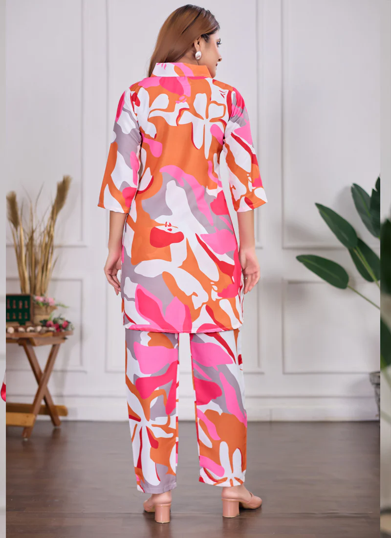 Prazu Fashion Multi Color Printed Cotton Reyon Festival Wear Co-Ord Set - Image 5
