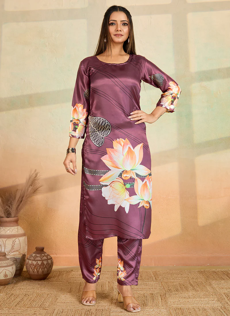 Prazu Fashion Onion Pink Printed Cotton Reyon Kurta Pant Set
